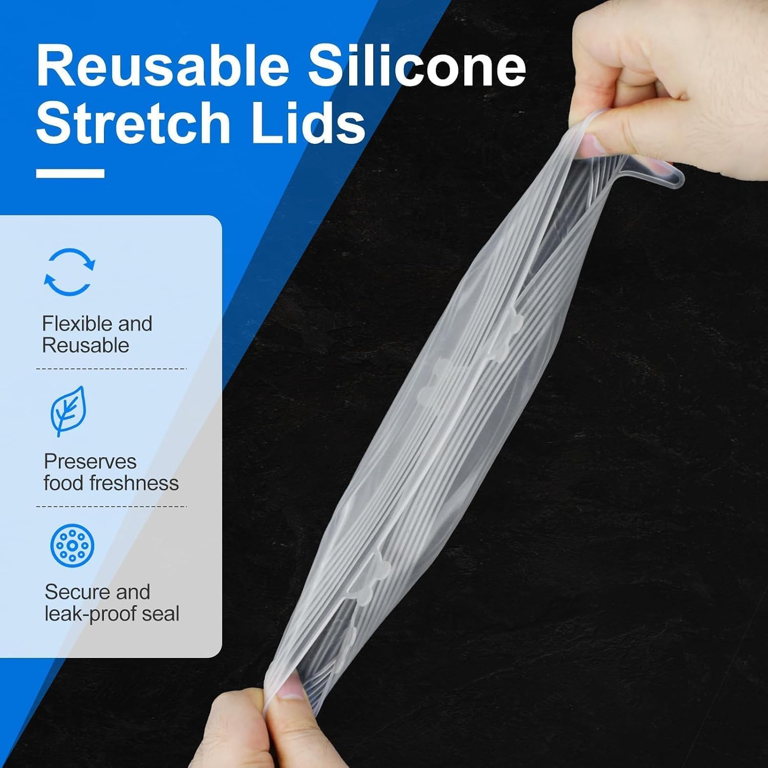 14 PCS Reusable Premium Silicone Stretch Lids for Food Storage, Flexible Elastic Heat-Resistant Silicone Bowl Covers, Cups, Cans, 7 Different Sizes, Keep Food Fresh - Image 3