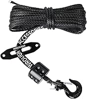 Vista 22 de Kit de cuerda de cabrestante sintética de 3/16 pulgadas, 3/16 pulgadas x 50 pies, 8500 libras de fuerza ATV línea de cuerda con gancho de acero