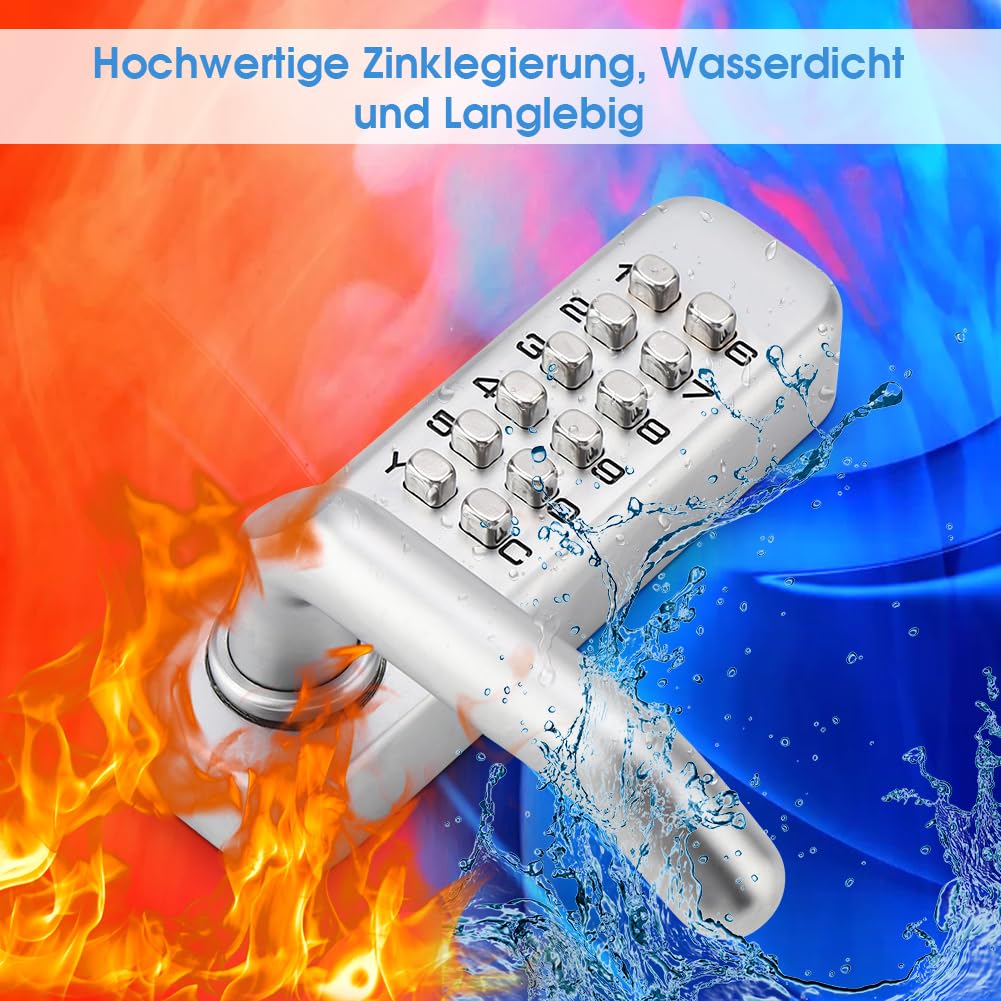Zahlencode Türschloss, Mechanisches Code Schloss mit mechanischen Tasten Digitales Schlüsselloses Codeschloss, für Garage Hotel Büro Studio Lagerhallen