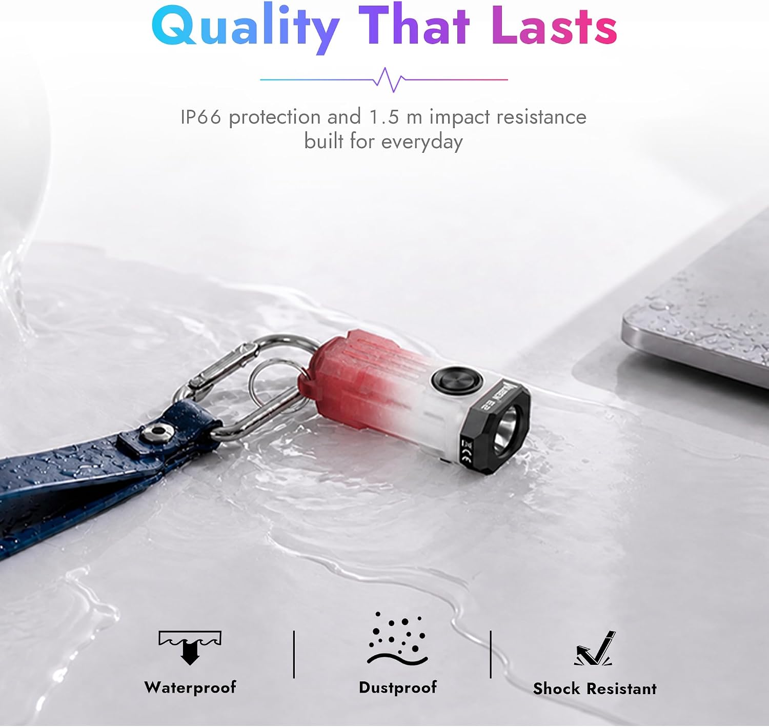 WUBEN E2 EDC Flashlight Rechargeable, Mini Keychain LED 3-in-1 Pocket Light