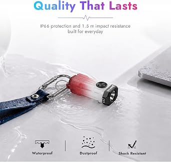 WUBEN E2 Mini EDC Flashlight Rechargeable, Small LED Keychain Flashlights Bundle P5 Flashlight Accessory with Quick Release Connector