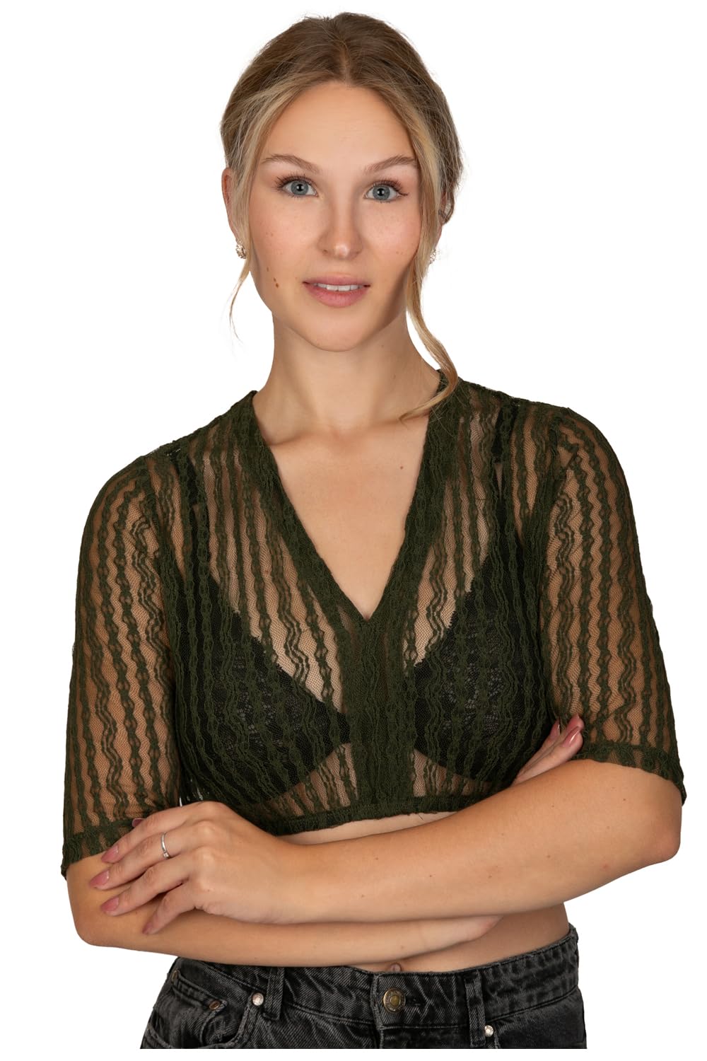 Edelnice Trachtenmode hochwertige trachtige Dirndlbluse Anna in Creme oder Grün