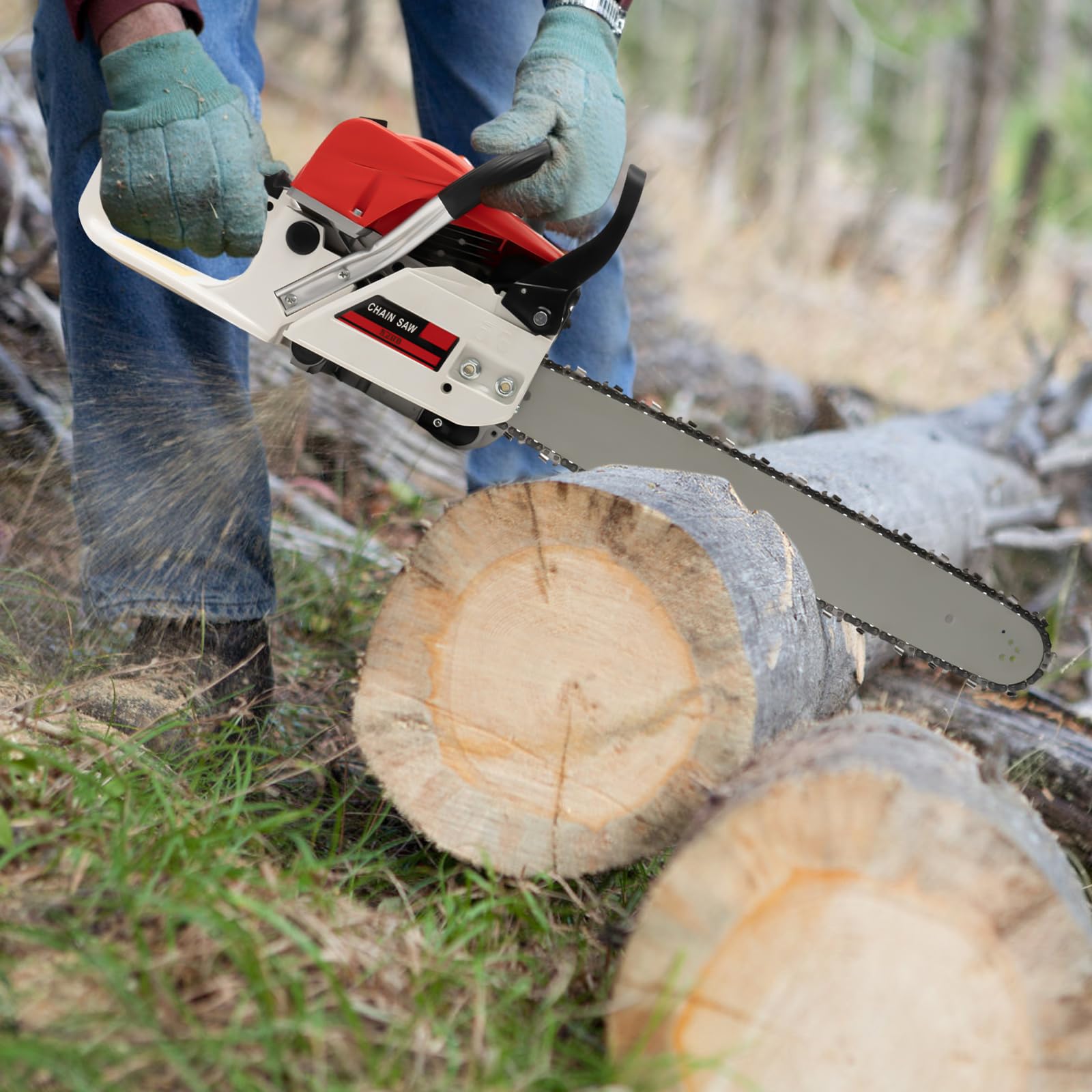 Motosega Termica, Motosega Benzina, Chainsaw 52cc Sega a Catena 2 Tempi 2.0kW Guida 20 Pollici 51cm Freno Doppia Lubrificazione Automatica Avviamento Manuale Taglio Legno Giardino Foresta Fattoria
