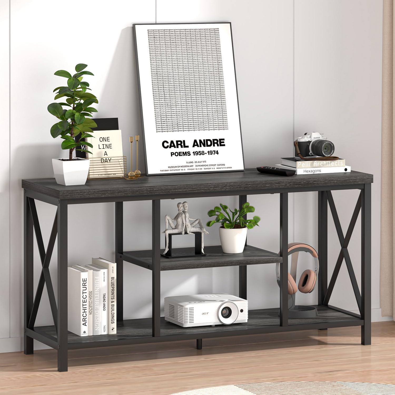Rustic Oak and Metal TV Stand for 65" TV