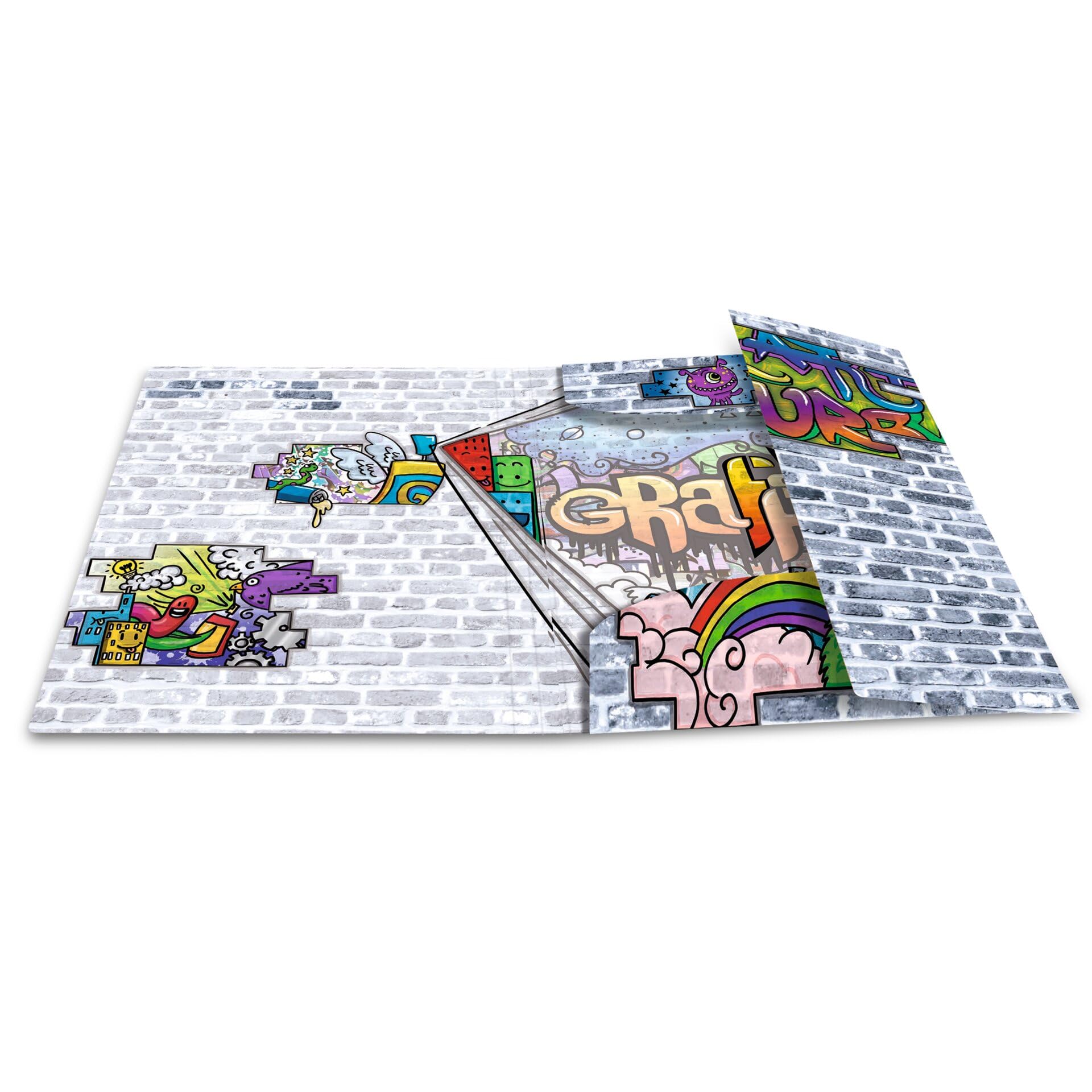 HERMA Collector's Folders A3 Graffiti Set of 3 Children's Plastic Corner Folder with Art Motif, Elastic Band - Image 3