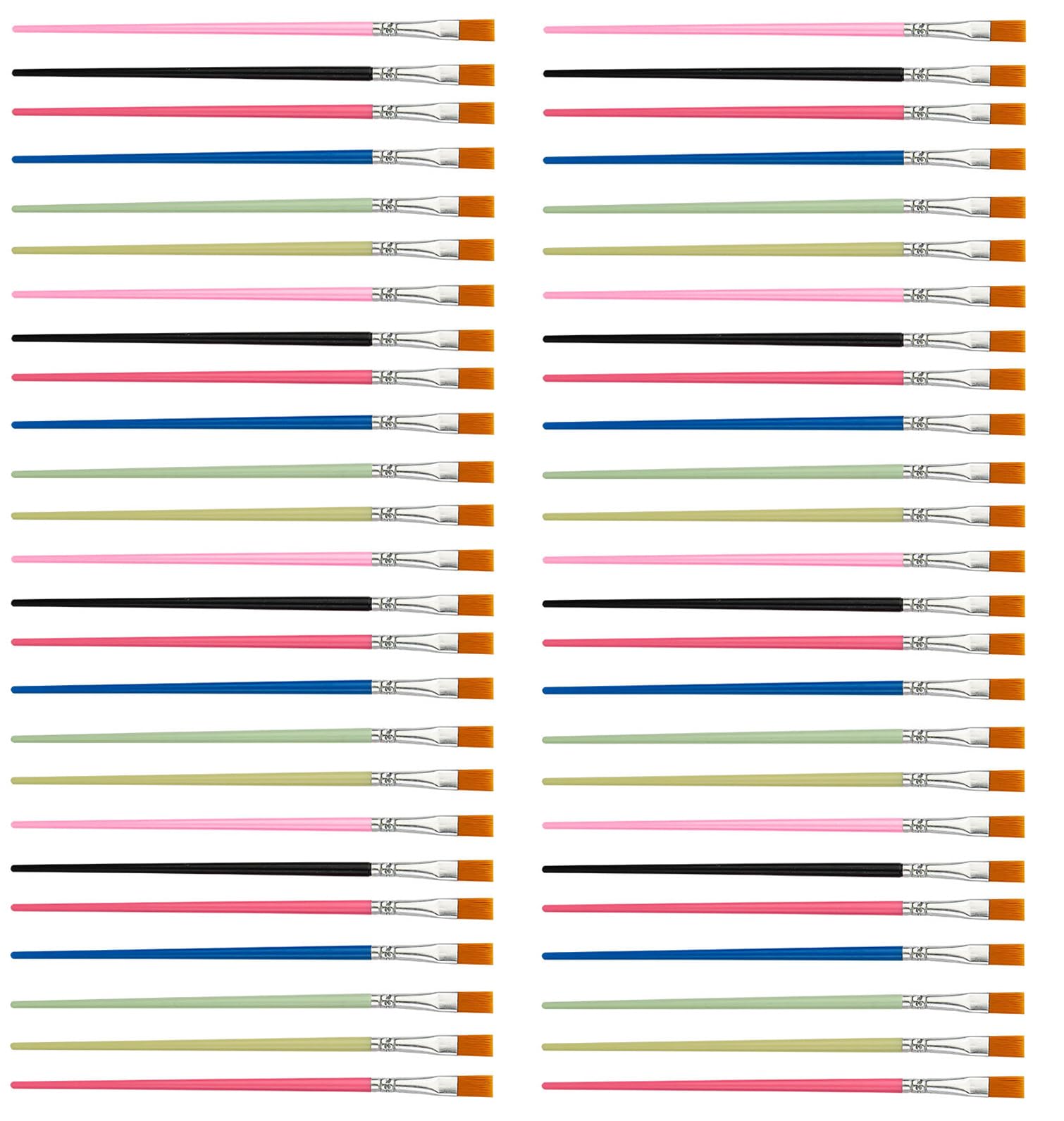 Hsioluted 16.5 Flat Head Mixed 50Pcs Artist Paintbrush For Canvas Fabric Wood Project With Nylon Bristles Nonslip Handle Paint Brushes Assorted Size Nylon Bristle Paint Brushes For Artists
