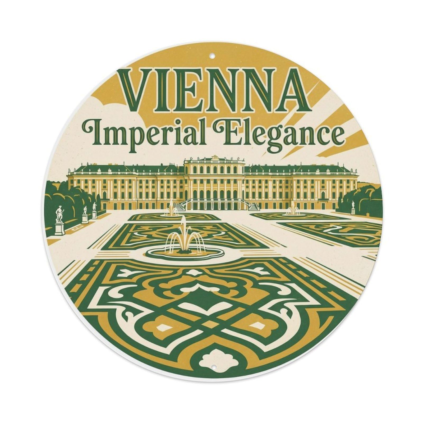 Fqnyr Style Vintage Travel Vienna Palace Austria Metal Tin Sign