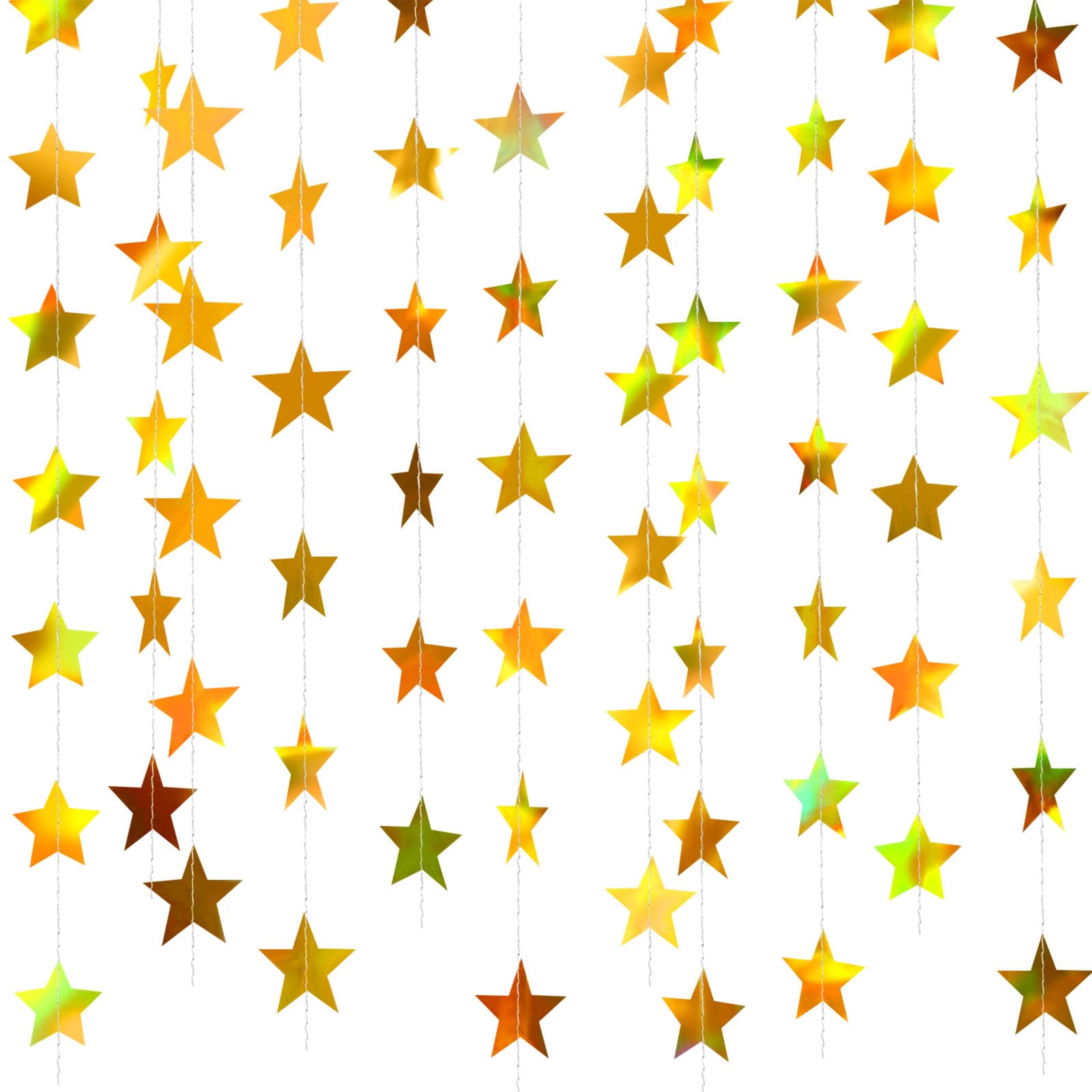 Patelai 130 ft Star Garland Banner Decor,Iridescent Gold
