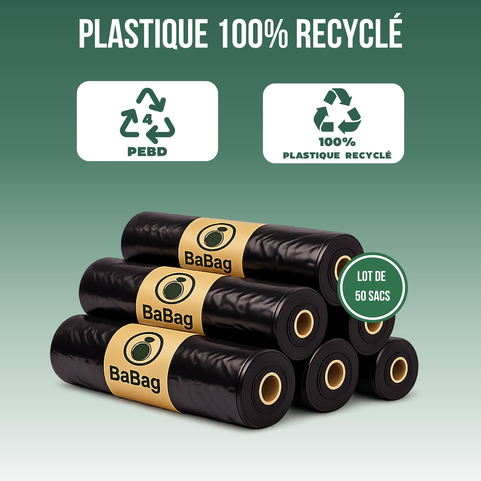 BaBag | Sac Poubelle 1000-1100L x 50 | Epaisseur 30 Microns | Certifié RSGP | Déchet Lourd & Coupant | Plastique 100% Recyclé | Étanche & Anti-Odeur | Housse Protection Conteneur 1000 Litres | 50 Sacs
