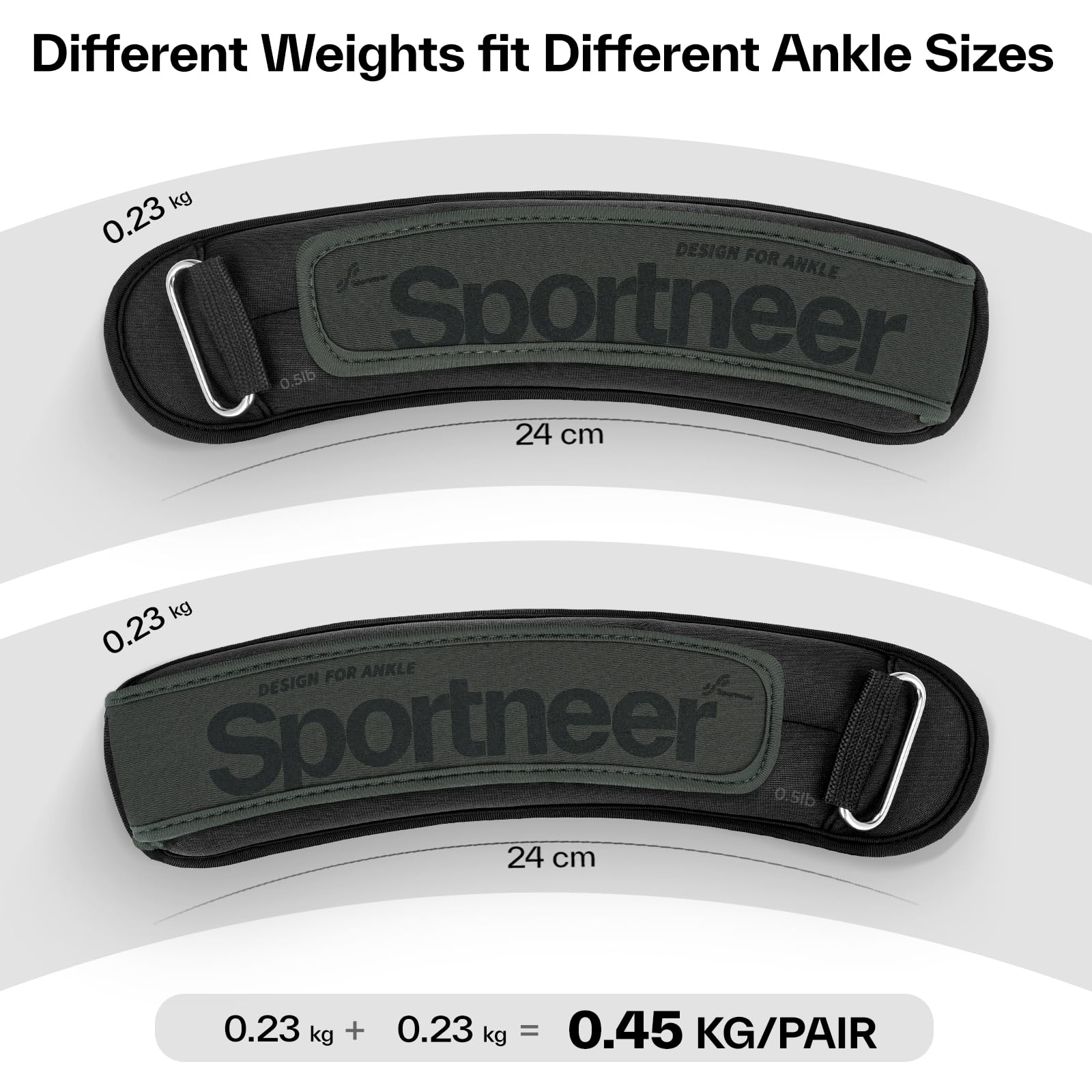 Sportneer Pesi per caviglie 2 x 0,23 kg/2 x 0,45 kg, 2 x 0,9