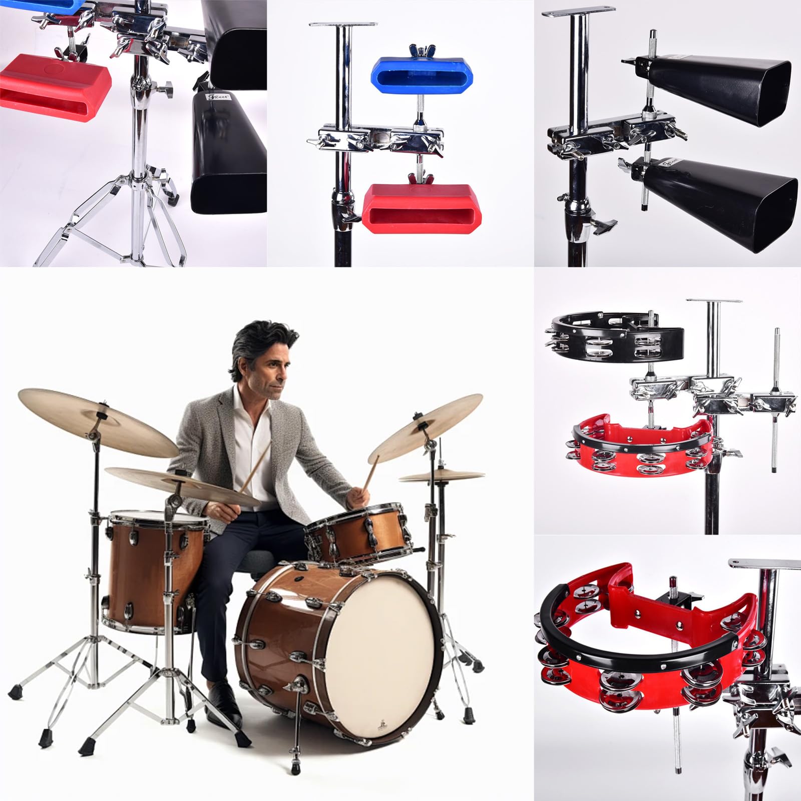 Batteria a Campana con Clip, Asta di Supporto in Ferro per Strumento a Percussione Campanaccio Morsetto per Supporto in Metallo Aste a Giraffa per Piatti Batteria