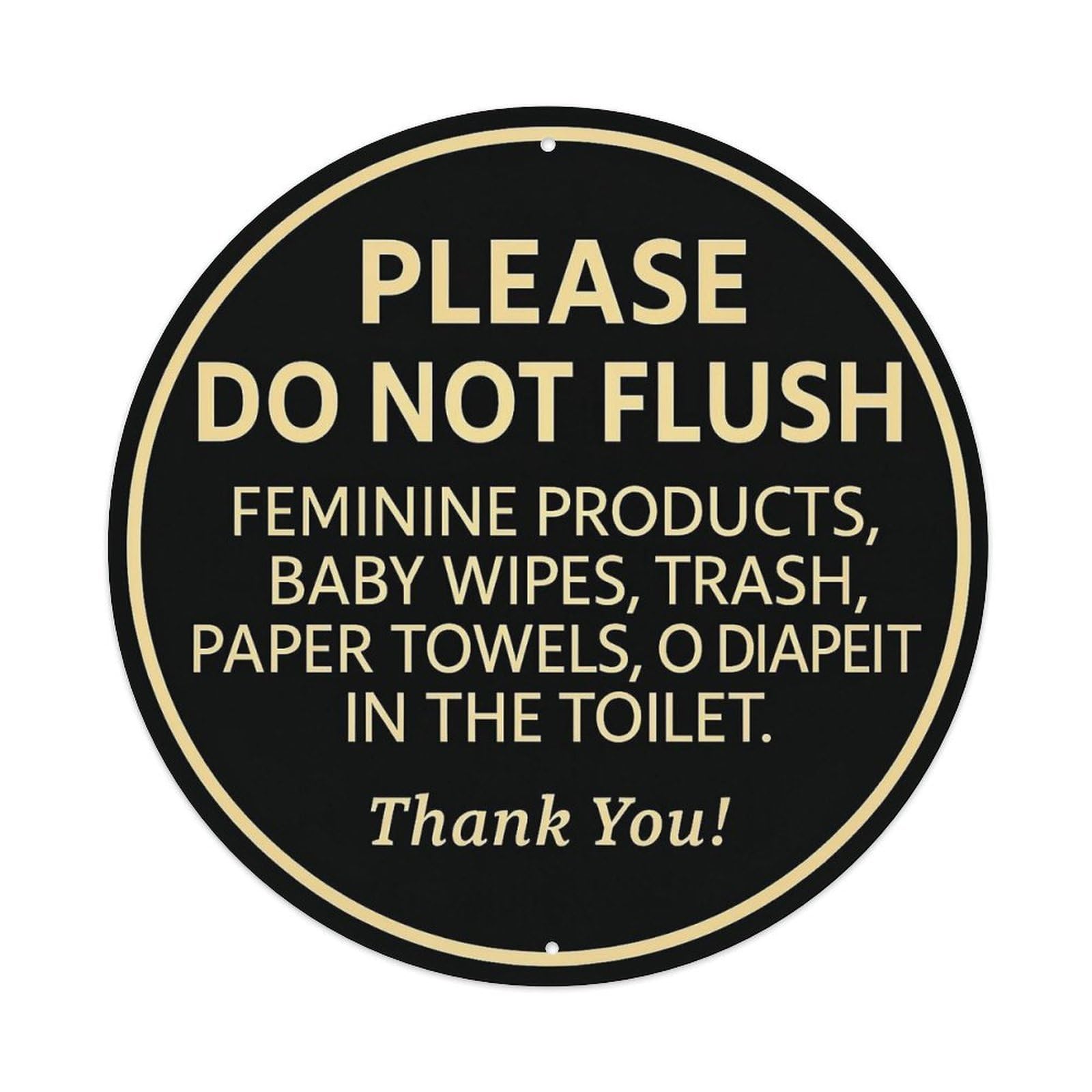 Please Do Not Flush Feminine Products Baby Wipes Round Tin Sign Vintage Metal Sign Home Bar Garden Indoor & Outdoor Wall Decor Retro Metal Poster 8x8 Inch
