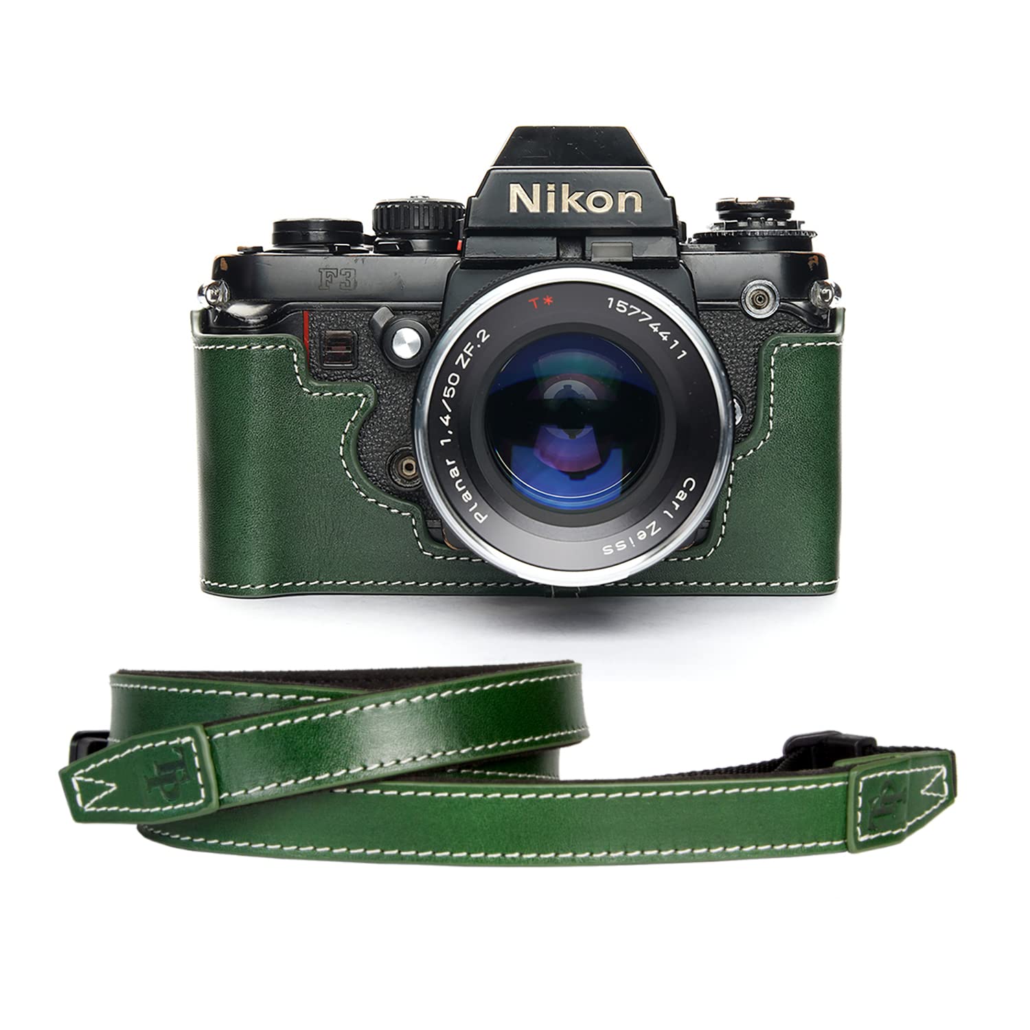 TP Handmade Genuine Real Leather Half Camera Case Bag Cover for Nikon F3 F3HP F3AF F3T (Green, Camer