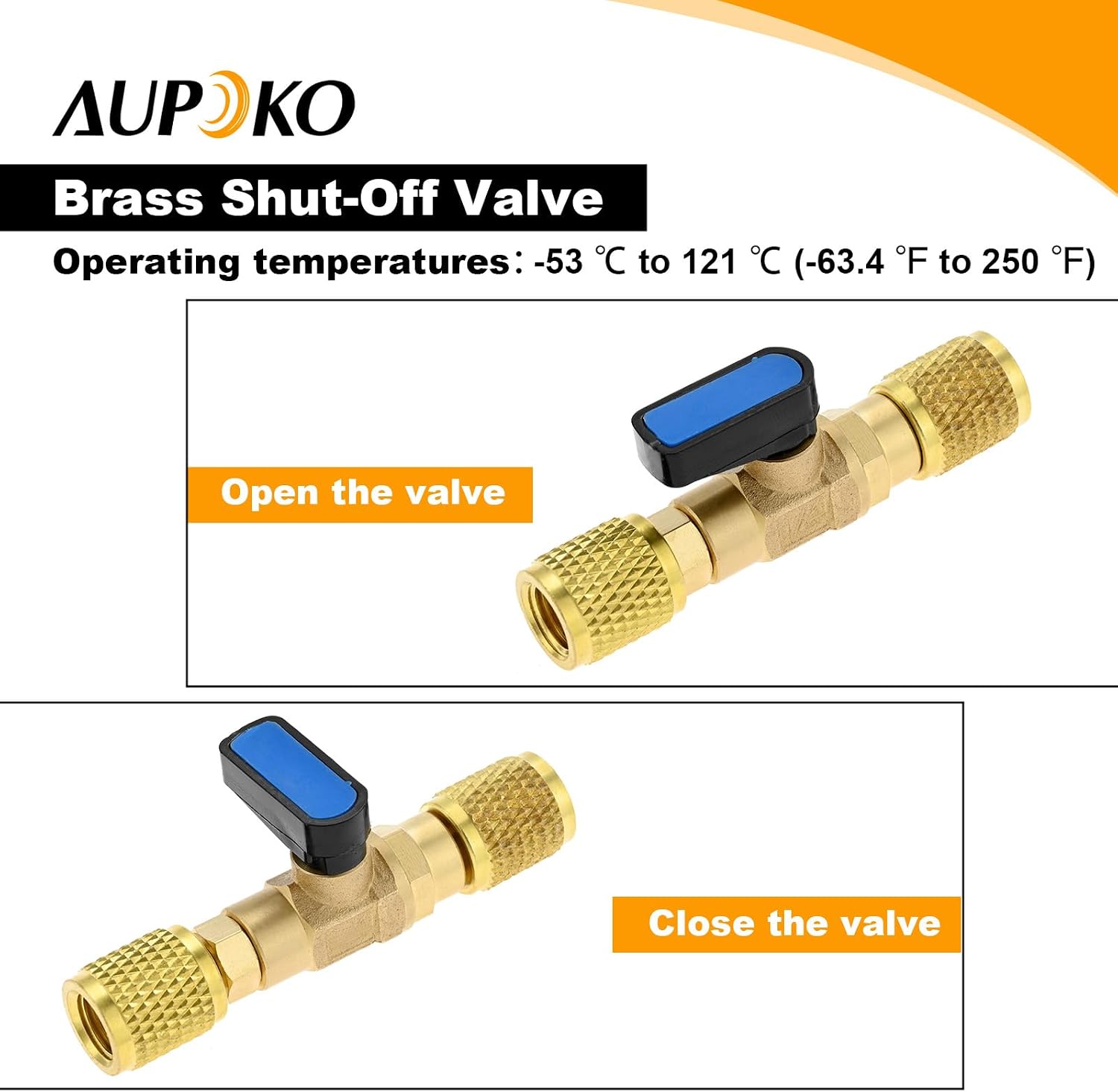 1/4 SAE Female Thread Adapter Shut-off Flow Control for HVAC Refrigeration | 1/4" SAE Female x 1/4" SAE Female, Connect Two Pipes, for HVAC Systems Refill of Air Conditioner Refrigeration