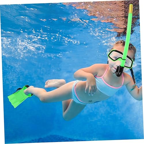 Miniatura 9 de UPKOCH Juego de equipo de esnórquel para niños, 2 piezas, popotes, aletas cortas para natación, diseño semiseco antivaho para niños y niñas, para