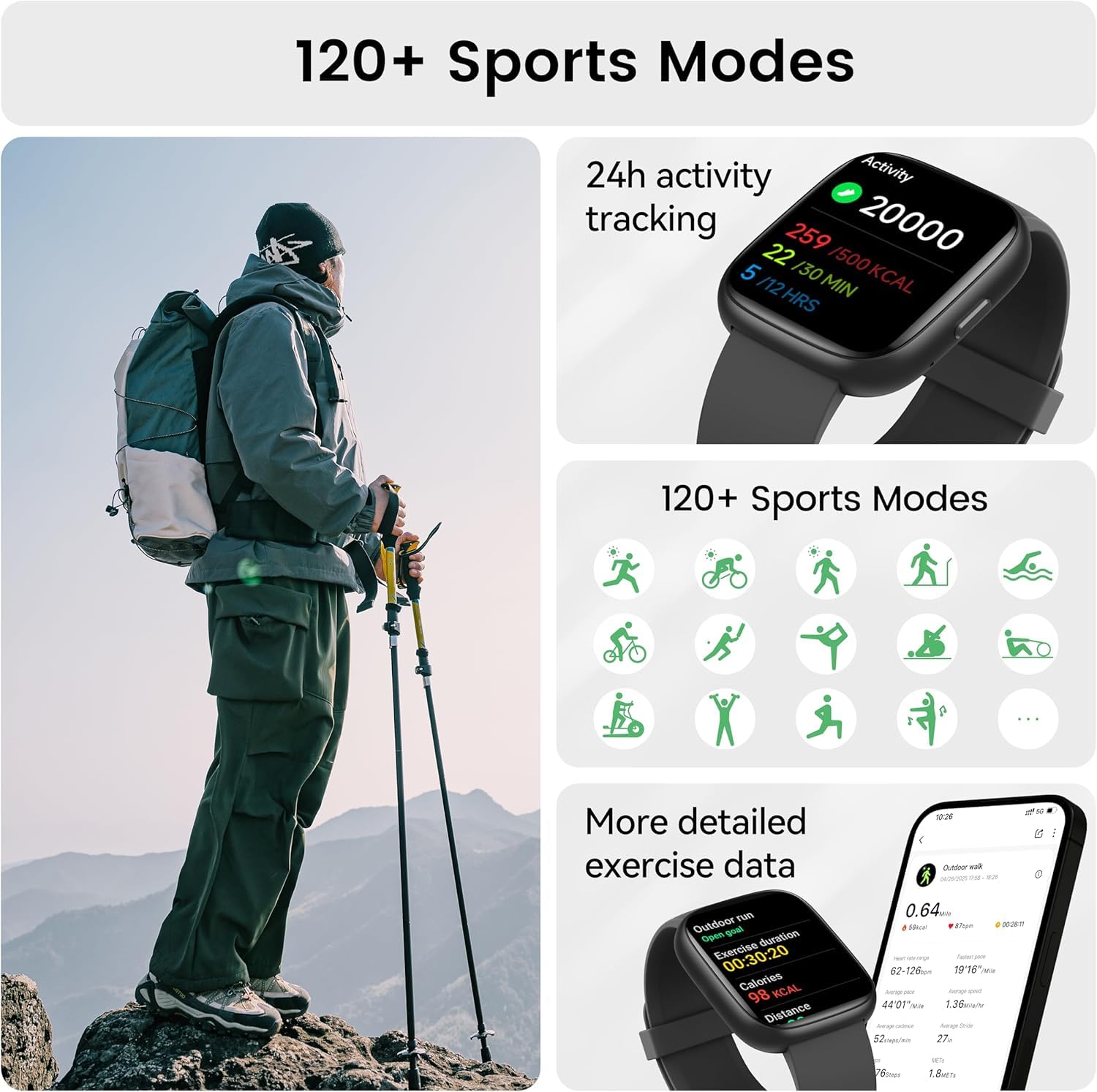 Reloj Inteligente Hombre Mujer con Alexa, 1,83" HD Smartwatch con Llamadas Bluetooth,120+ Deportivos Smart Watch con Pulsómetro/Podómetro/Monitor de Sueño, IP68 Pulsera Actividad para Android iOS