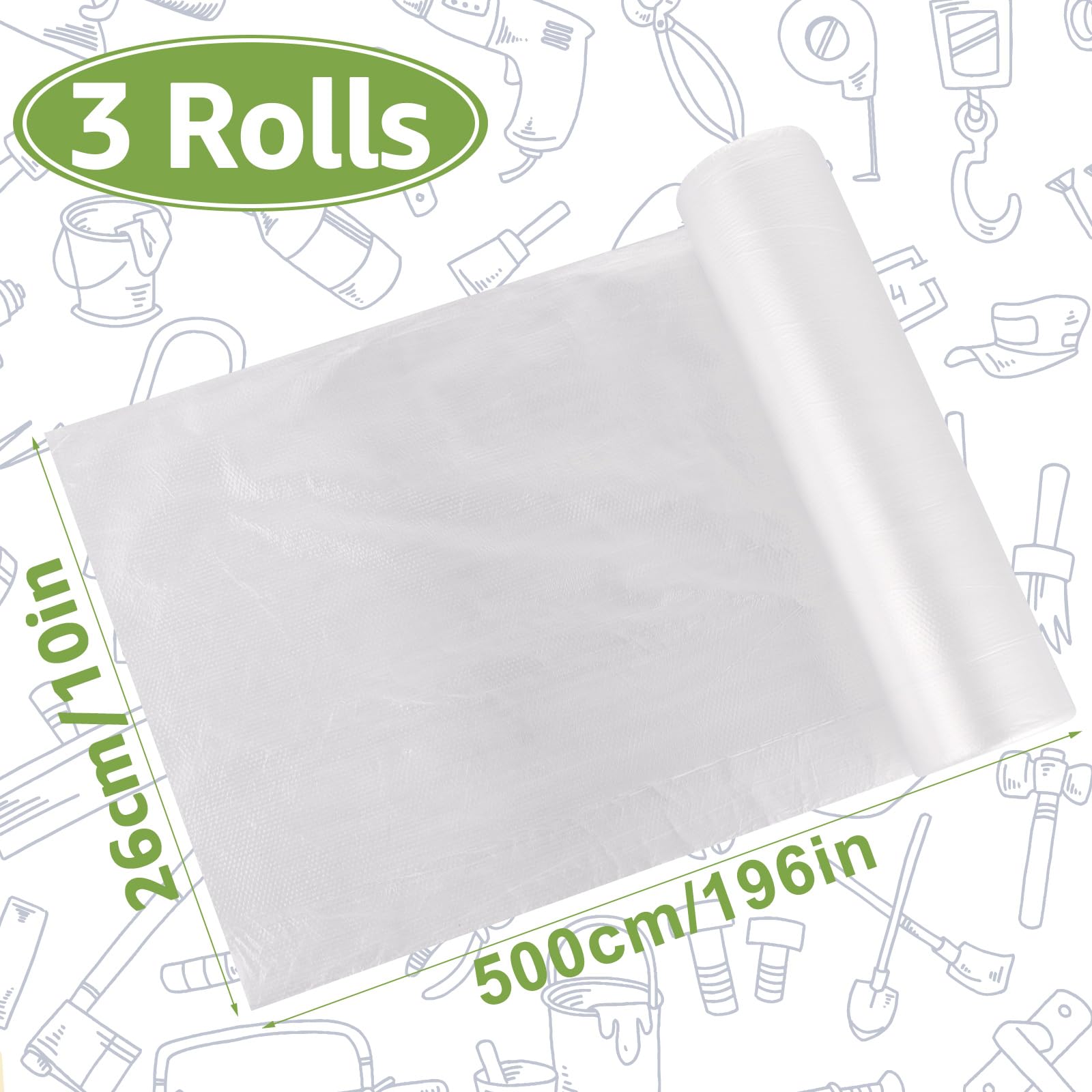 CYEER 3 Roll Dust Sheets for Decorating 2m x 50m Large Plastic Sheet Rolls - Image 2