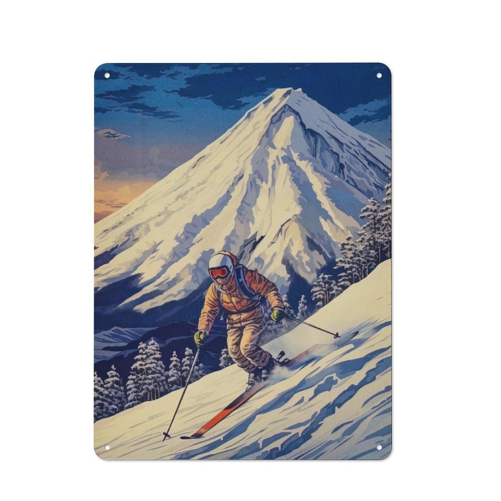 Junmoney Snowboard Japanese Tin Wall Plaque 40X30cm With For Bar Or Restaurant, Suited To Bar Decor Enthusiasts