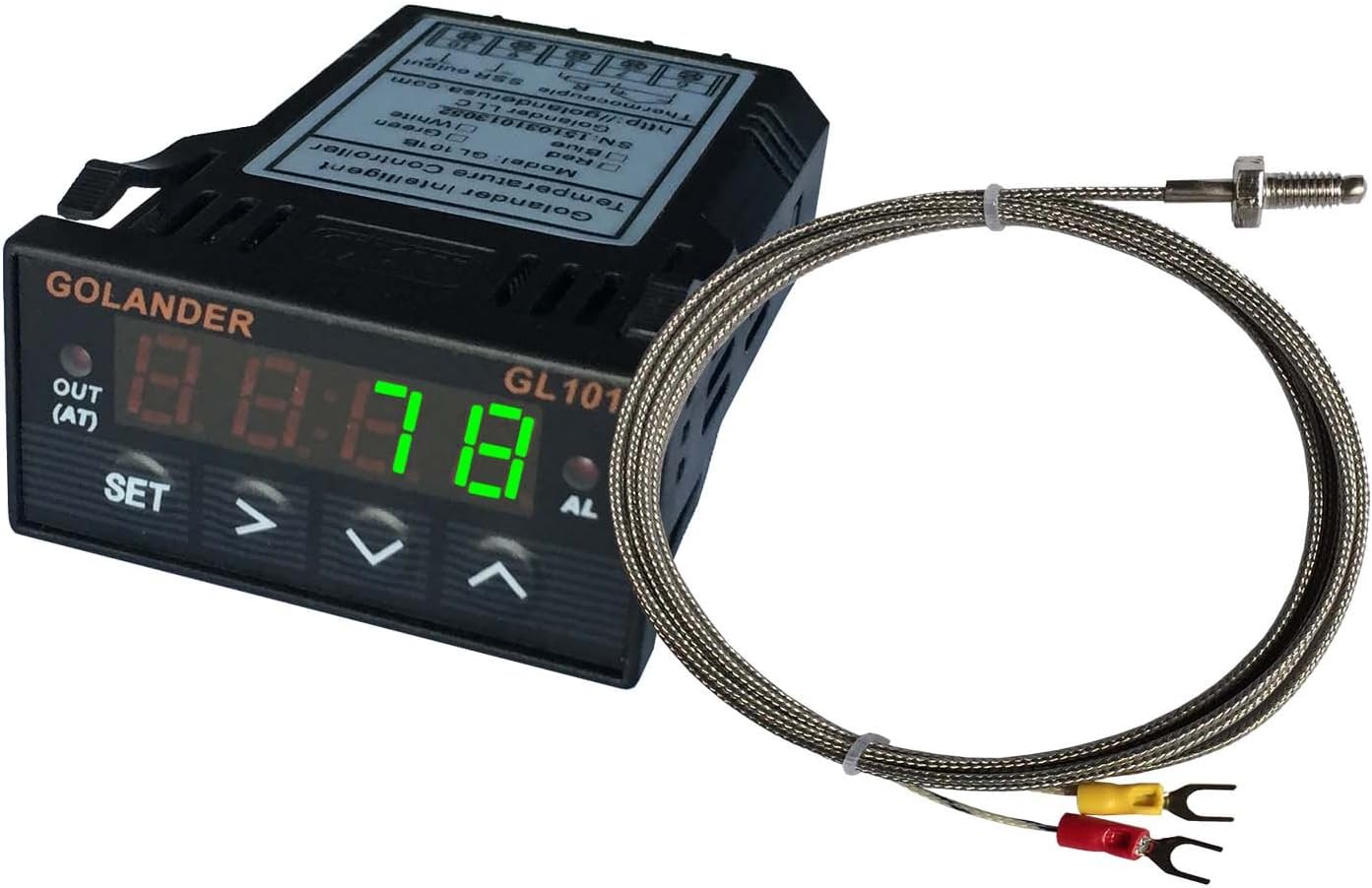 12V/24V DC Powered Universal 1/32 DIN PID Temperature Controller, Green with K Thermocouple