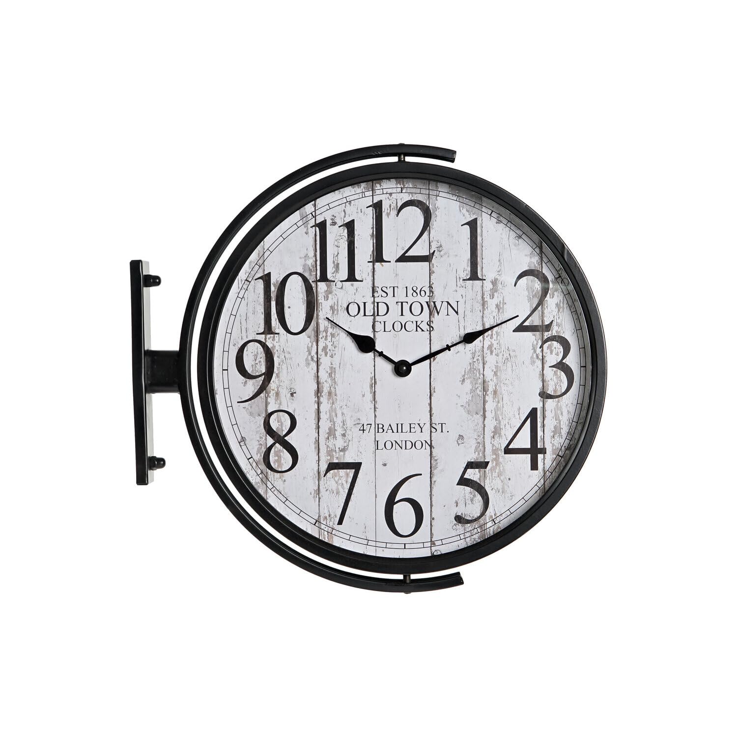 Horloge de gare en fer et verre noire 45cm pour decoration murale