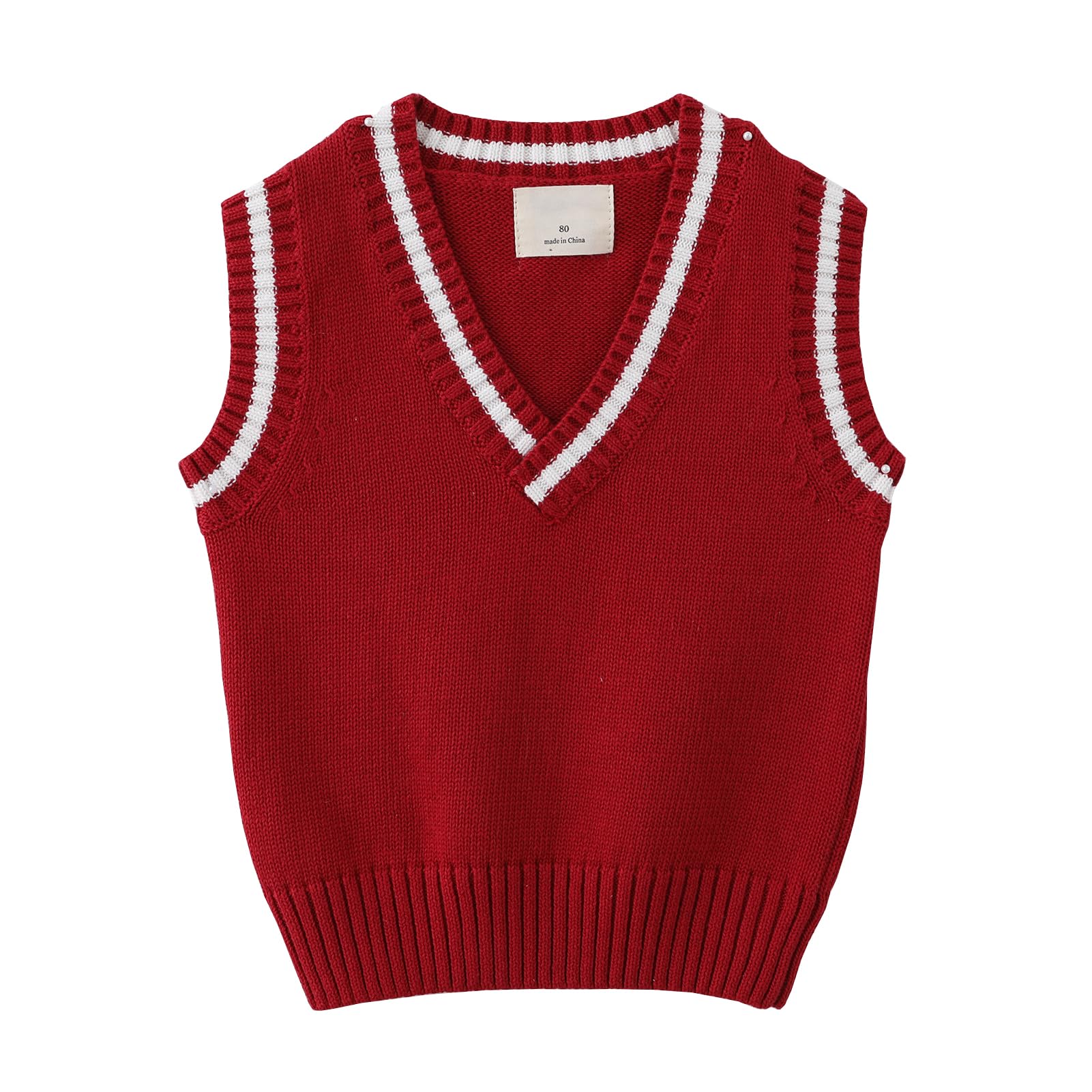 Yishengwan Chaleco de Punto para Niños Jerséis Sin Mangas Jersey Pullover con Cuello en V
