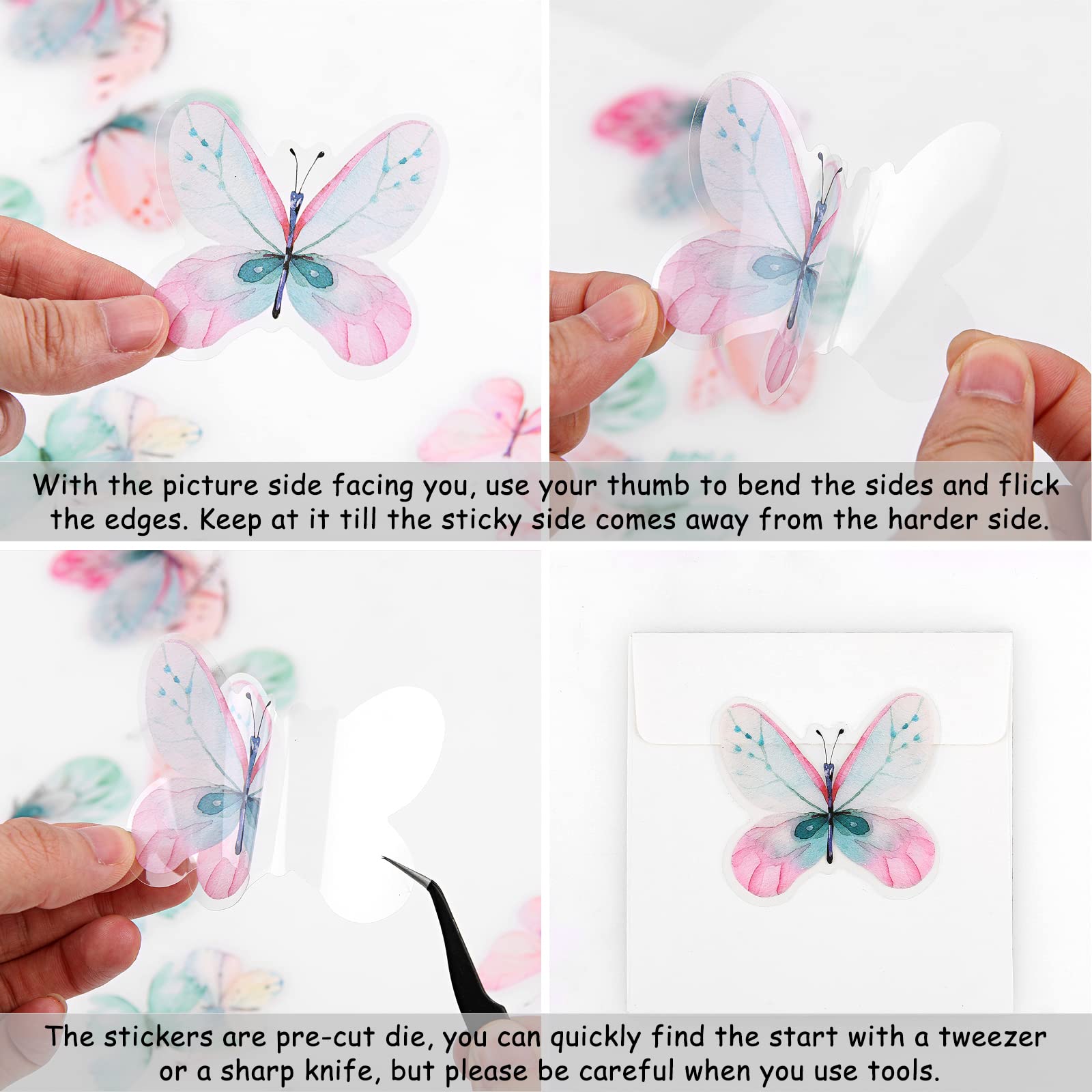 Adesivi Farfalle Vintage Per Scrapbooking – 320 Pezzi In PET Trasparente, Decorazioni Autoadesive Per Album E DIY - 5