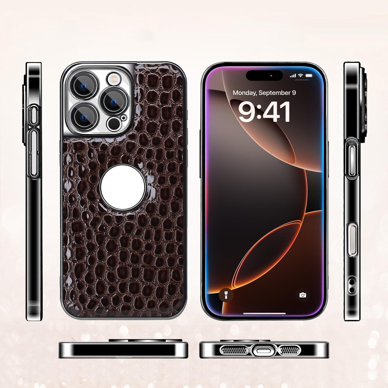 Etui na telefon komórkowy iPhone 16 Pro Max / 16 Pro / 16 Plus/16, magnetyczne etui na telefon komórkowy, galwanizowane, ultracienkie, ze wzorem krokodyla, etui ochronne z logo, czerwone, 16
