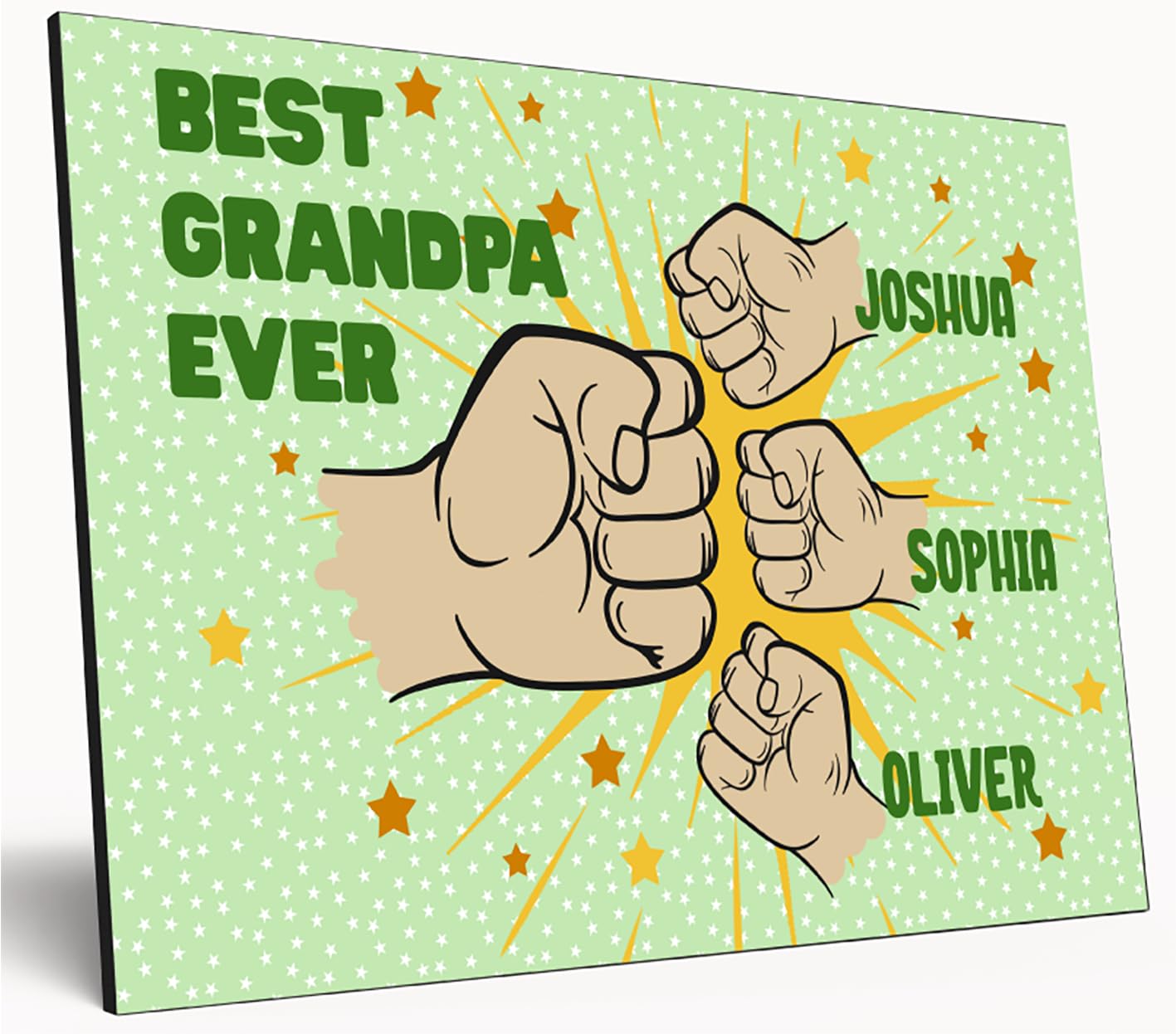 Personalised Fist Bump Sign Custom Wooden Print A4 Plaque Fun Gift Sign for Dad, Grandad, Uncle Wall Art Desk Office Home Décor