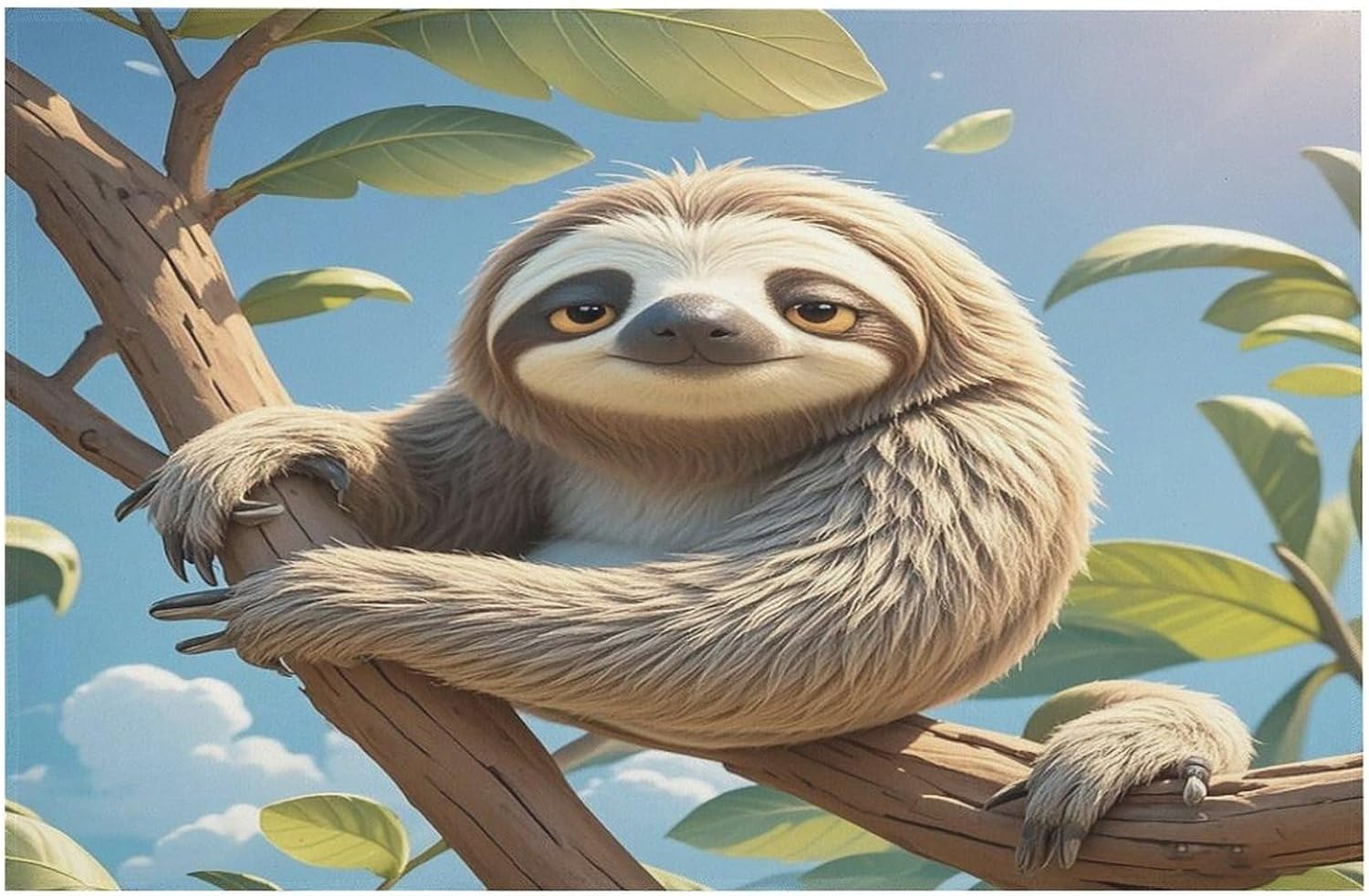 Cartoon Sloth Door Mat Comfortable Cushioned Kitchen Mats Non-Slip Washable Pet Rug Ultra-Thin Soft Rug Easy Clean Low Profile Mat for Indoor Living Room Bathroom Door