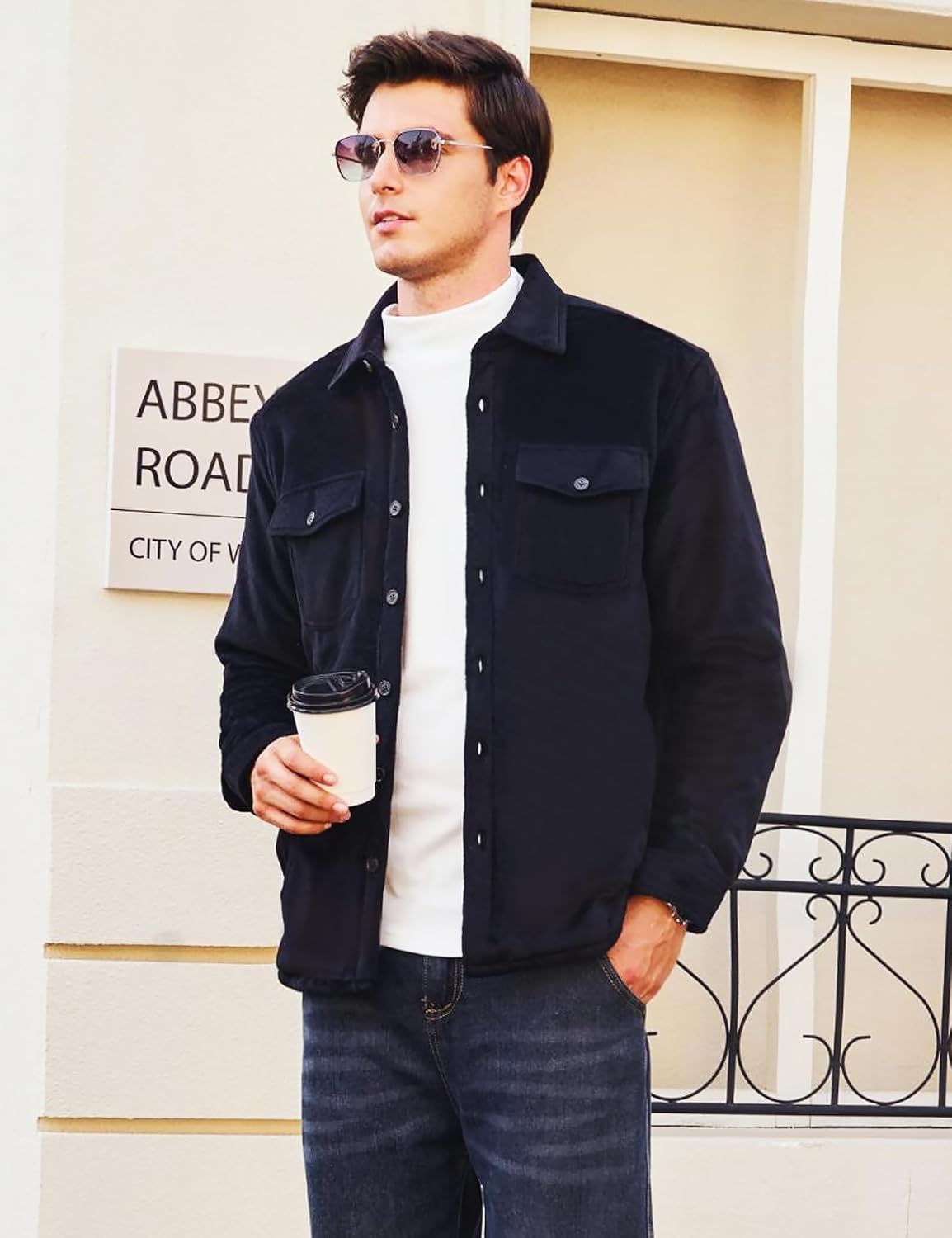 MAGNIVIT Flannel Jacket for Men Sherpa Lined Plaid Fleece Jackets Thick Button Down Flannel Shirt Warm Winter Outwear - Image 5