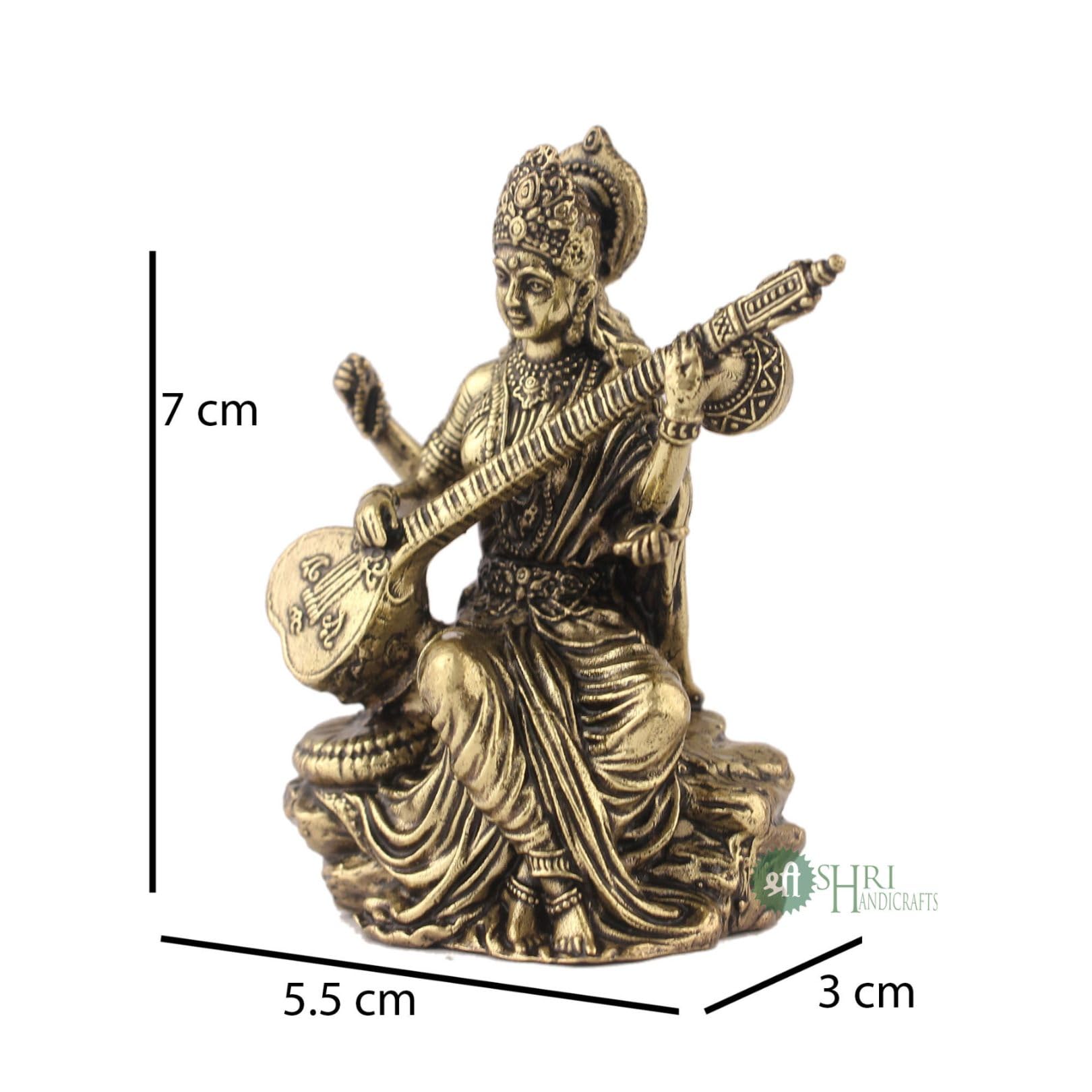Saraswati Statue - Brass Goddess Idol for Home -6