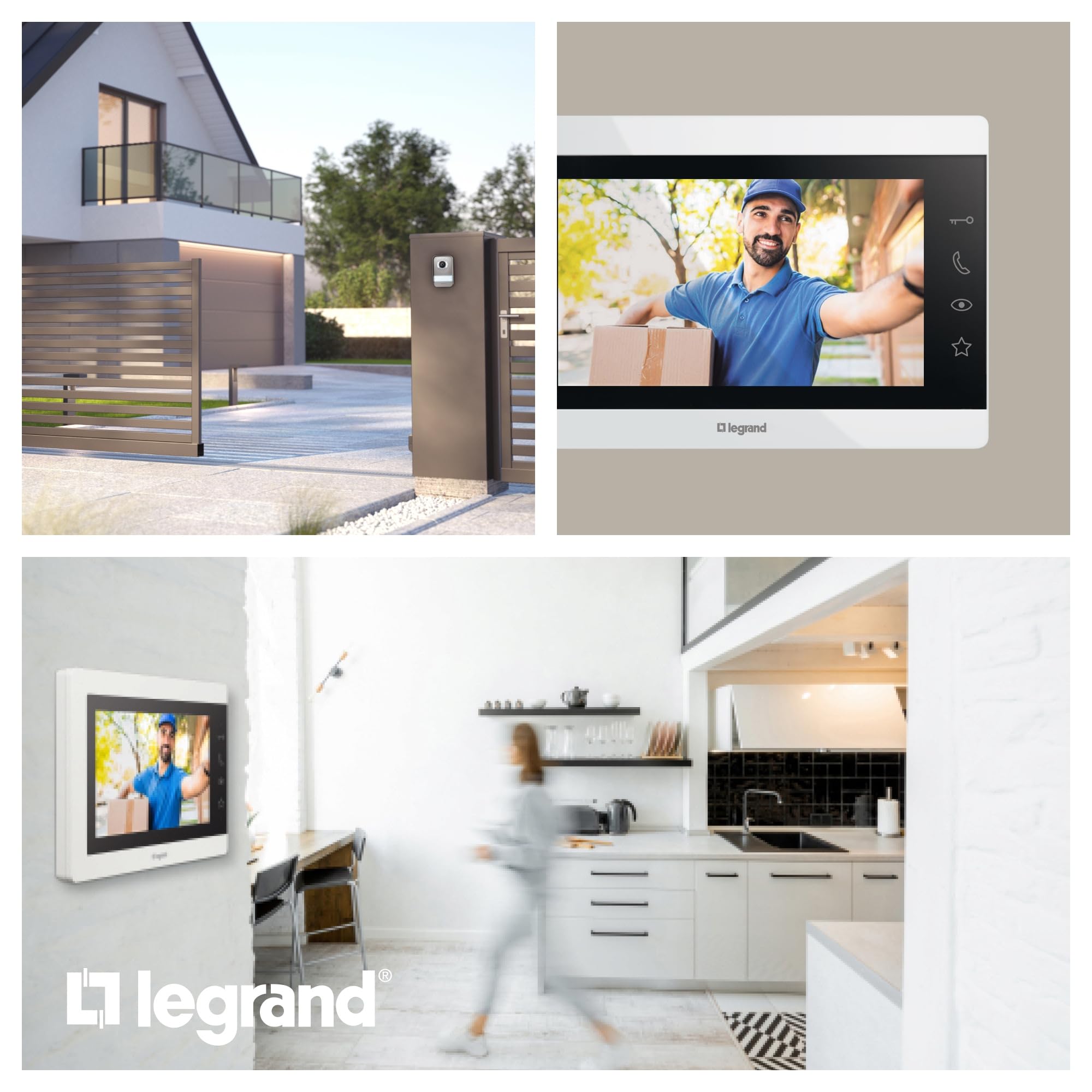 LEGRAND, EASYKIT Essential Video-Türsprechanlagen-Set mit 2-Draht-Anschluss, 7"-Farbmonitor & Weitwinkelkamera, 1-/2-Familienhaus-Set, erweiterbar, Reiheneinbau-Netzgerät, IP54-IK07, Weiß, 367915