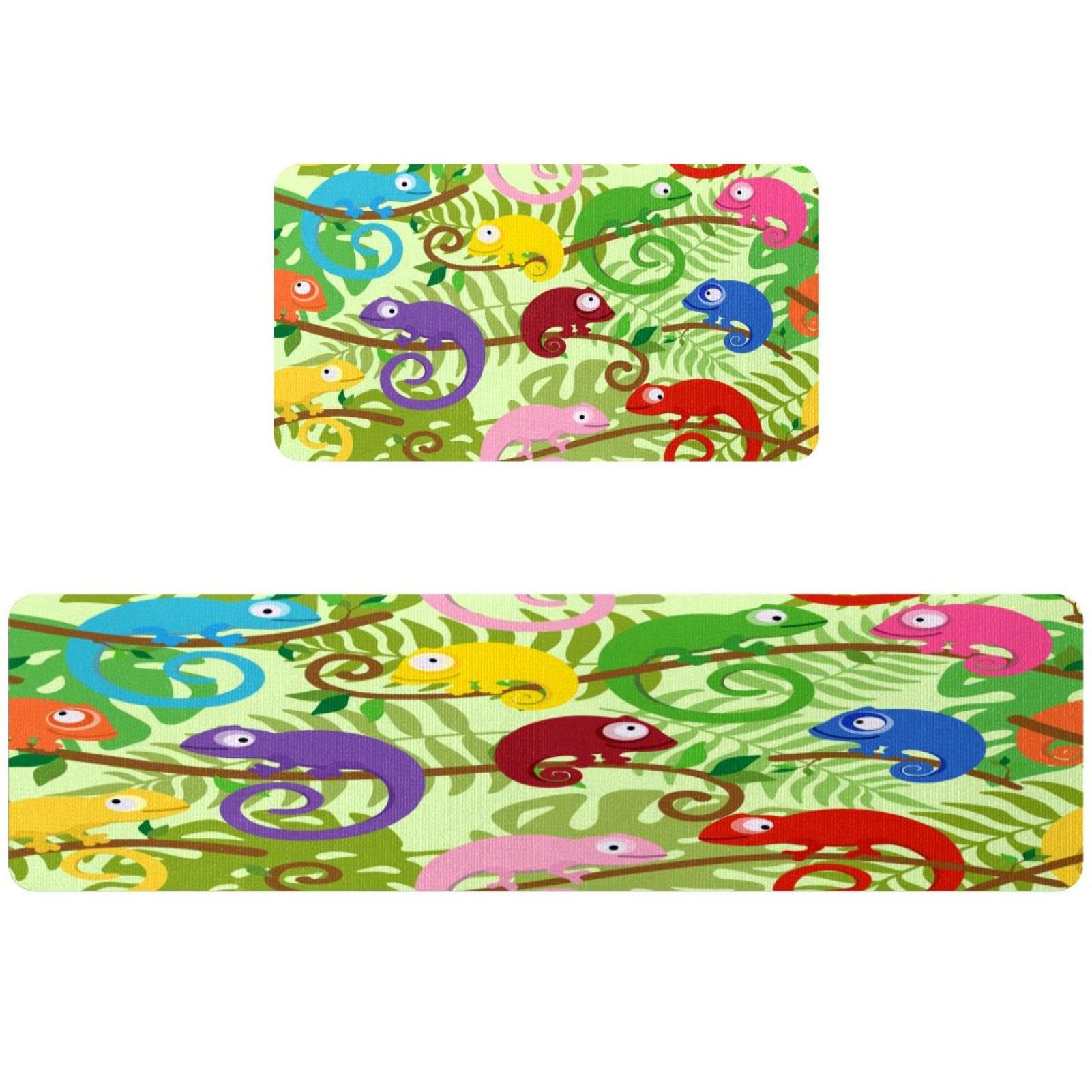 Tapete de cocina de 2 piezas VAPOKF de lagarto lavable y absorbente