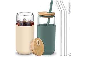Coca-Cola Can Shaped Glass Cups with Eco-Friendly Bamboo Lids and Straws