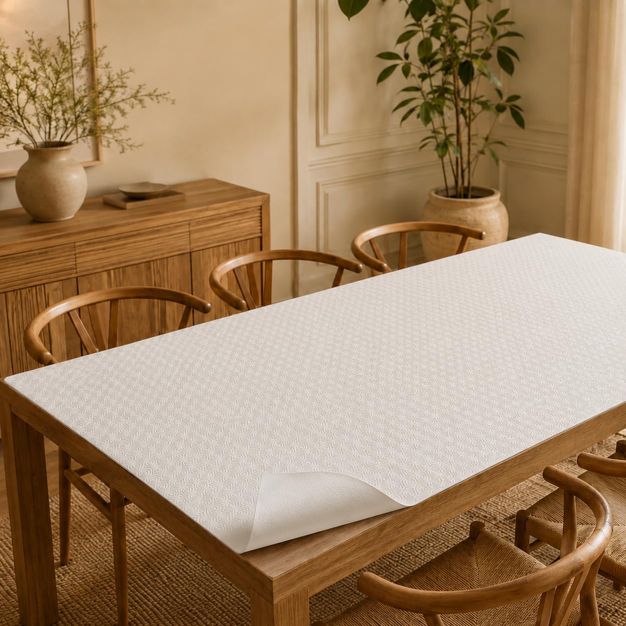 Film de protection de table molleton gaufré (350 x 110 cm, rectangulaire)