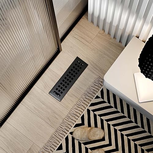 Miniatura 5 de Empire Register Co, Cubierta de ventilación 2 x 10 pulgadas, diseño cuadrado, acabado negro texturizado, cubiertas de ventilación de piso