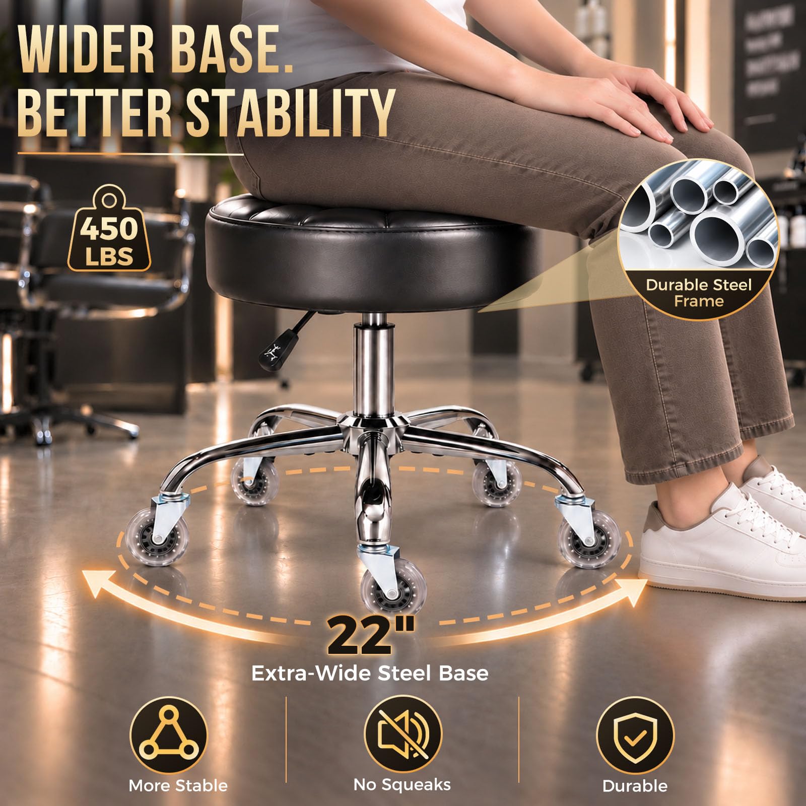 Heavy Duty Rolling Stool - Adjustable Height -6 Heavy Duty Rolling Stool - Adjustable Height -6