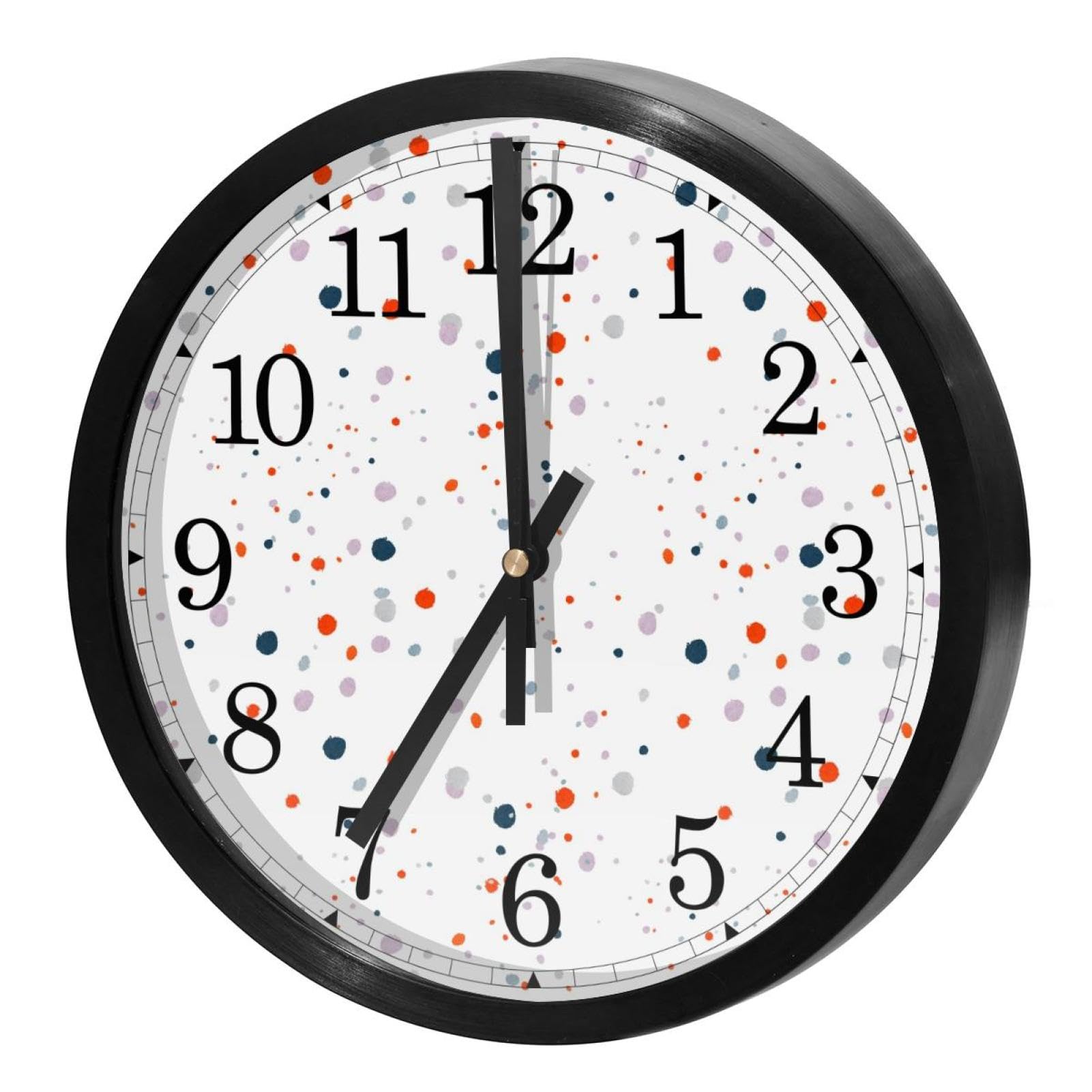 Horloge murale ronde pour maison et cuisine au design moderne à pois blancs