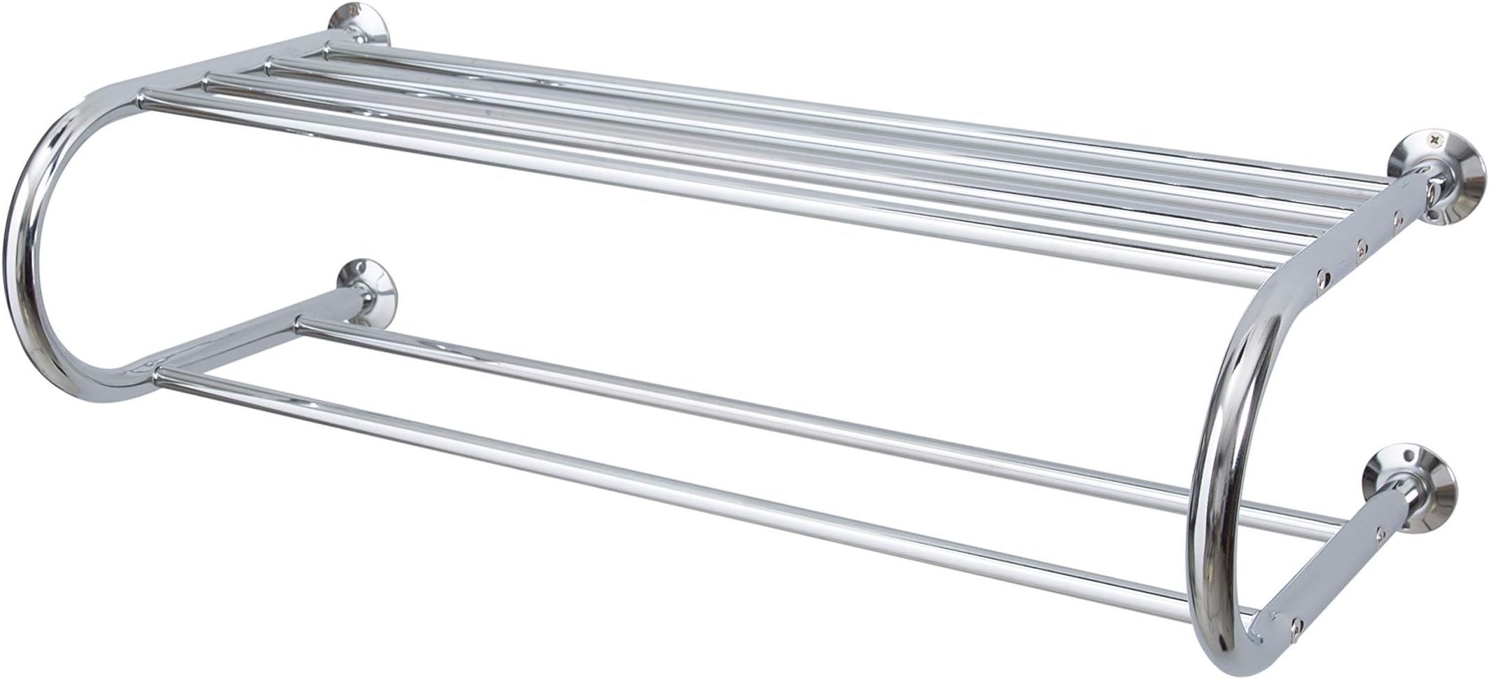 Organize It All Wall Mounted Bath Shelf with Towel Bar in Chrome