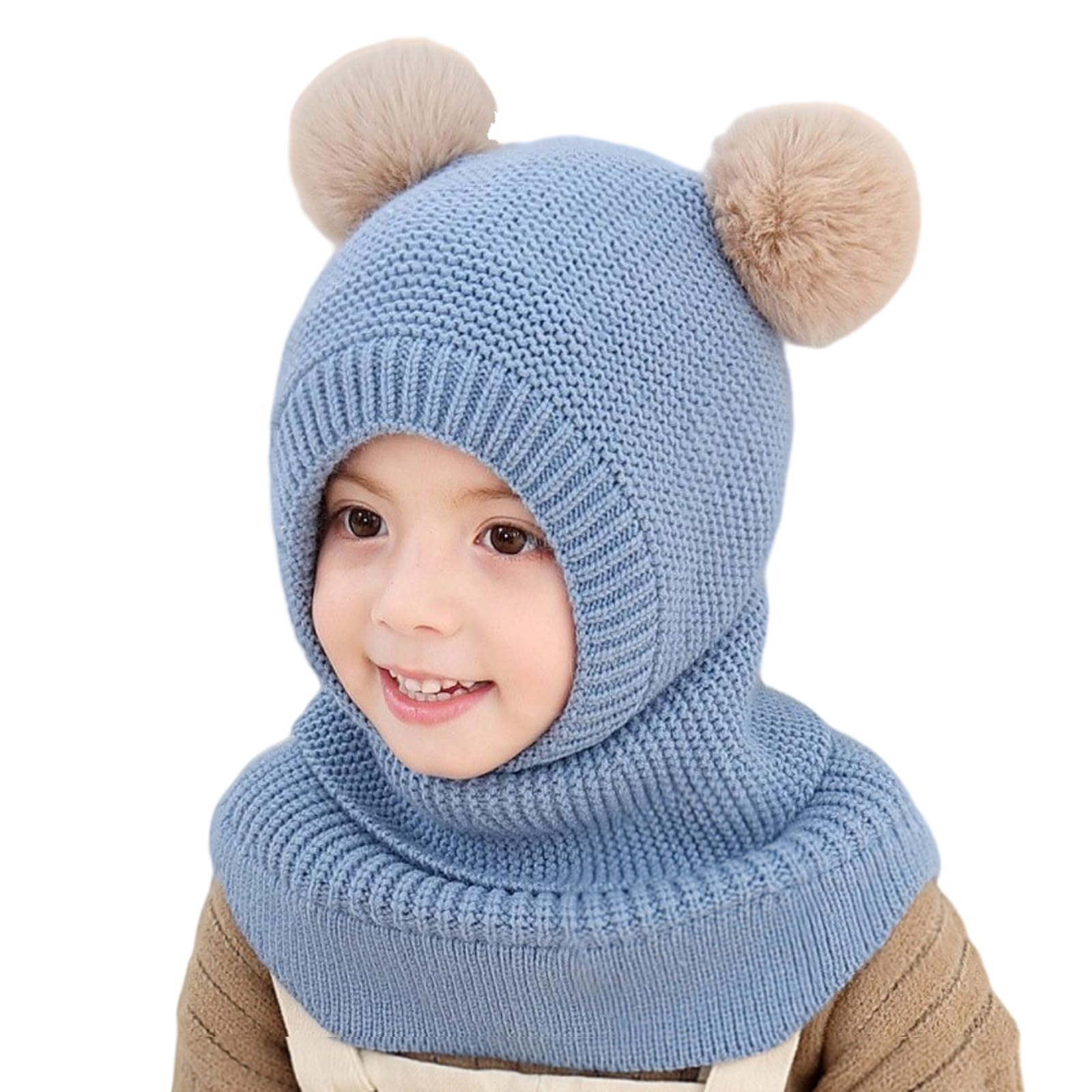 TAGVO Pasamontañas Térmicos de Invierno Niños, Cortaviento Termico Forro Polar Gorro con Calentador de Cuello, Multifuncional Balaclava Máscara de Esquí para Niños Niñas 2-5 Años