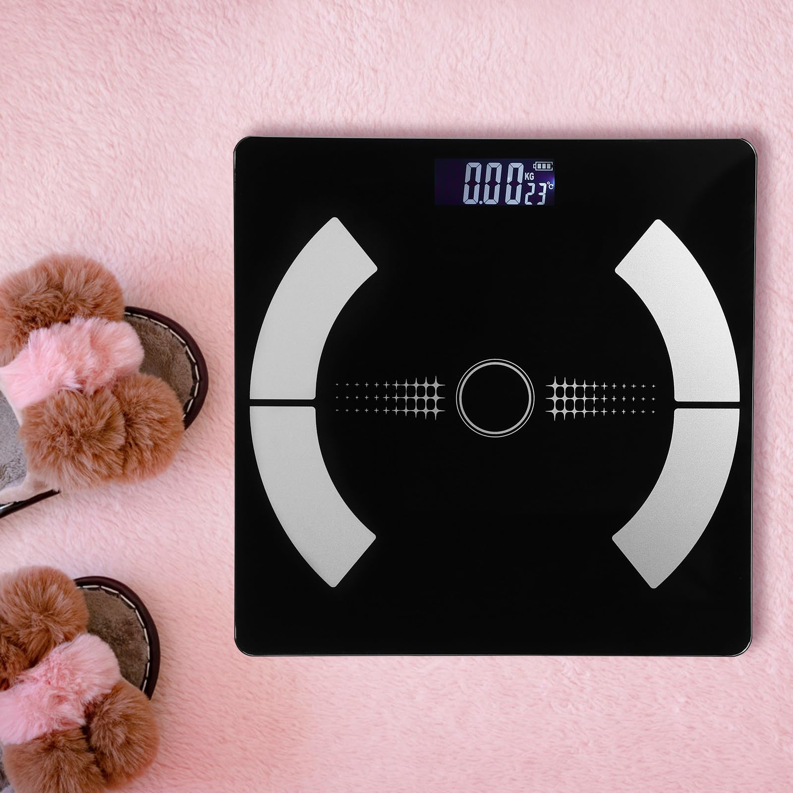 Bilancia Impedenziometrica Digitale per Peso Corporeo, Vetro Nero | Ricarica Usb, Display Digitale Leggibile, Letture Rapide e Precise, Uso Domestico