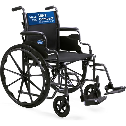 Invacare Wheelchair for Adult, Compact Folding Manual Wheel Chair with Flip-Back & Removable Desk-Length Arms, Fold-Down Backrest, Lightweight Design, Swing-Away Footrests, 300lb Weight Capacity