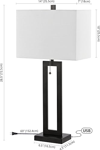 Miniatura 3 de JONATHAN Y JYL1126C-SET2 Sabrina - Lámpara de mesa LED de hierro industrial vintage de 28.5 pulgadas con cadena de tracción y puerto de carga USB de