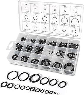 Yakamoz 225Pcs/18 Sizes Black Rubber O-Ring Assortment Kit for Car Auto Vehicle Repair Air Conditioning Compressor Seals Gas Connections Accessories Metric
