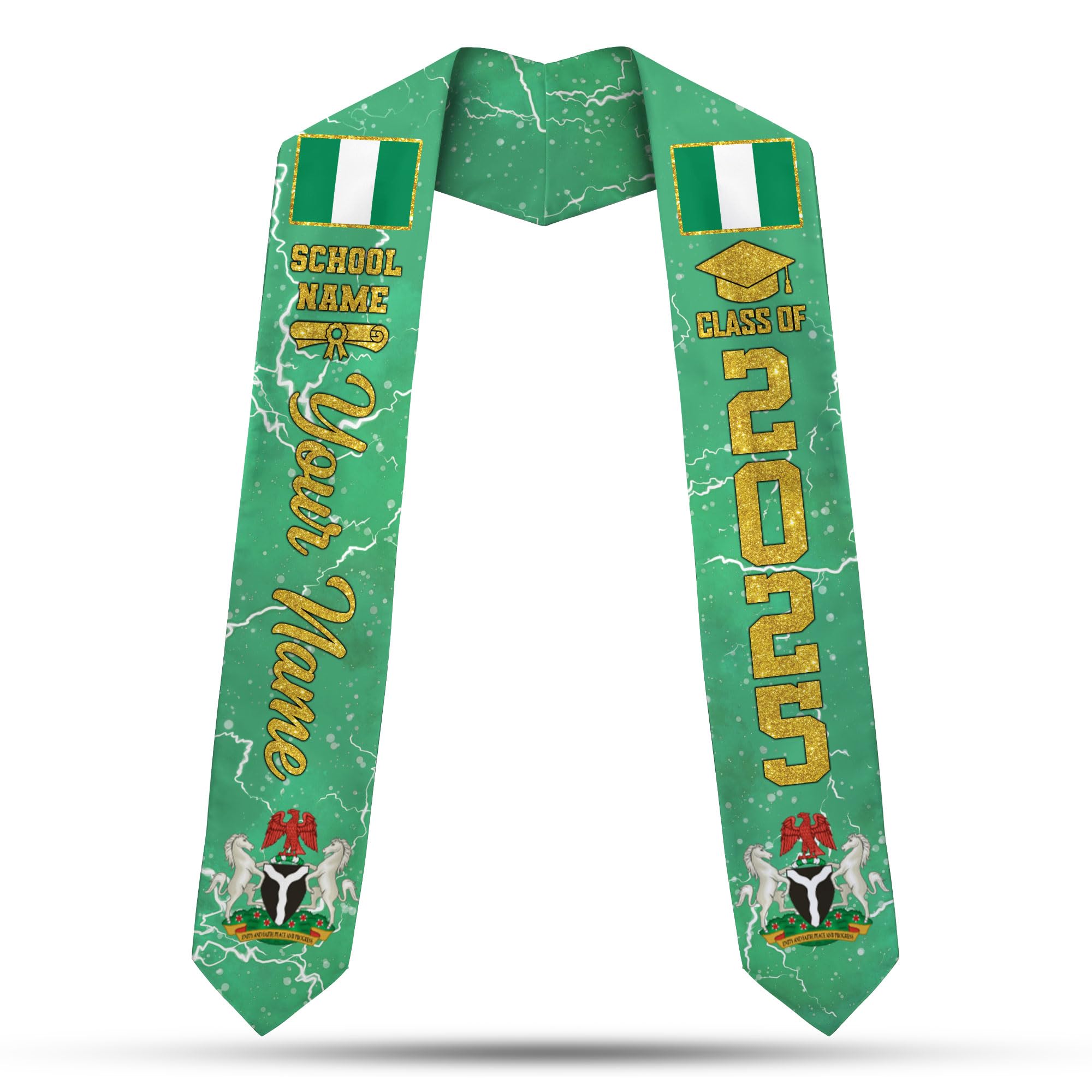 MonkeyVan Custom Nigerian Graduation Sash, Nigeria Stole Customize, Nigerian Stoles For Graduation 2025, Class of 2025 M76