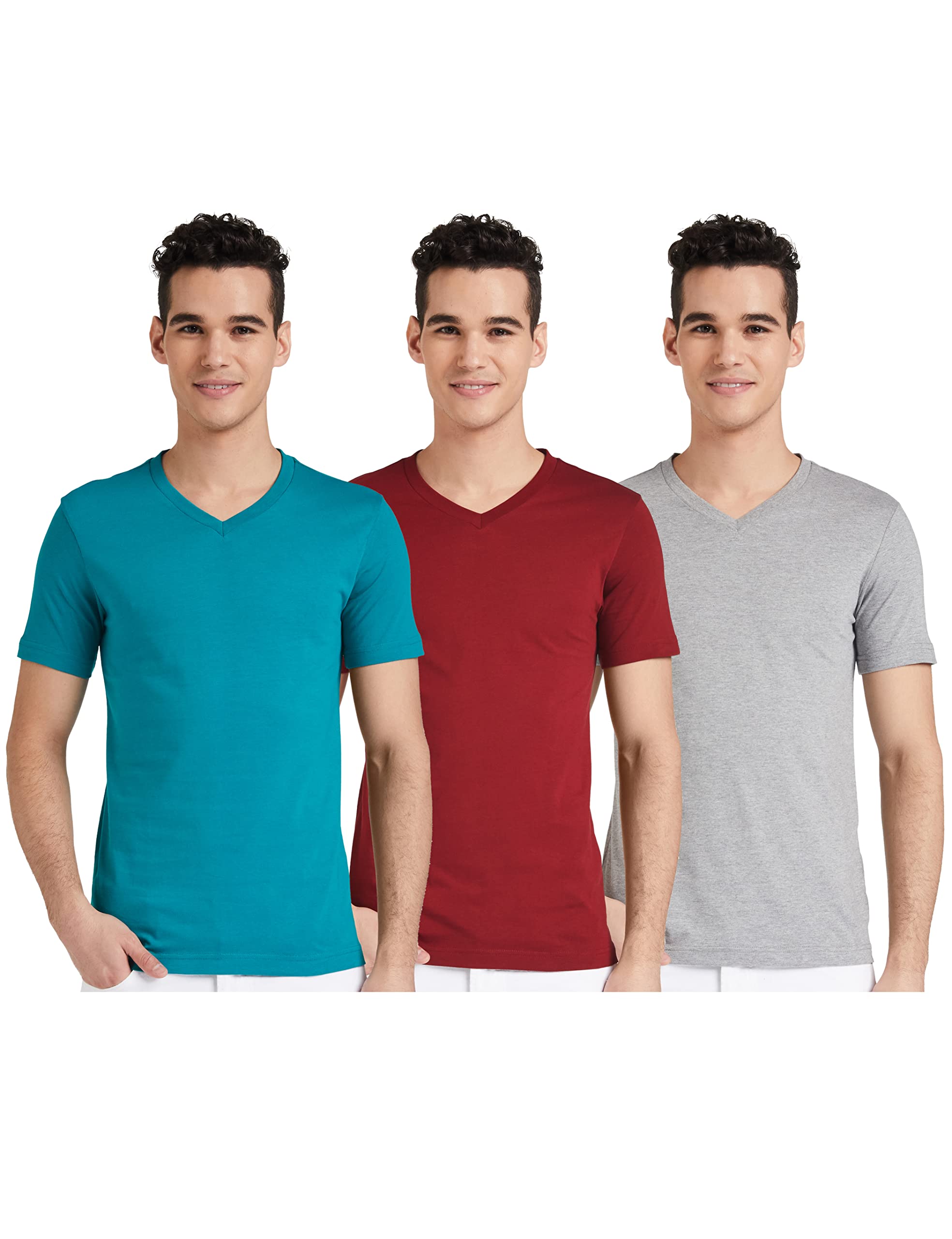 Amazon Brand - Symbol Men's Solid Cotton T Shirt | Plain | V Neck | Half Sleeve-Regular Fit | Combo Pack of 3 (Available in Plus Size)