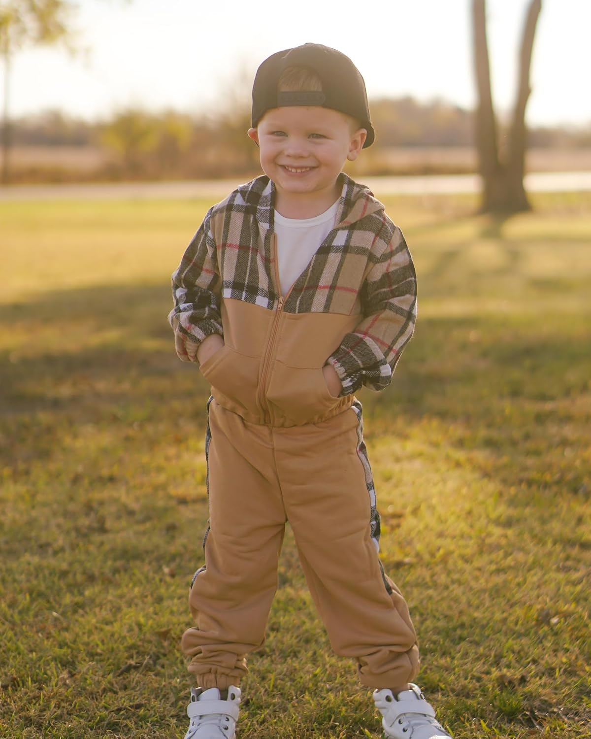 HINTINA Toddler Boy Long Sleeve Hoodie Solid Color Top Sweatpants 3 Pieces Outfits Fall Winter Clothes Set - Image 2