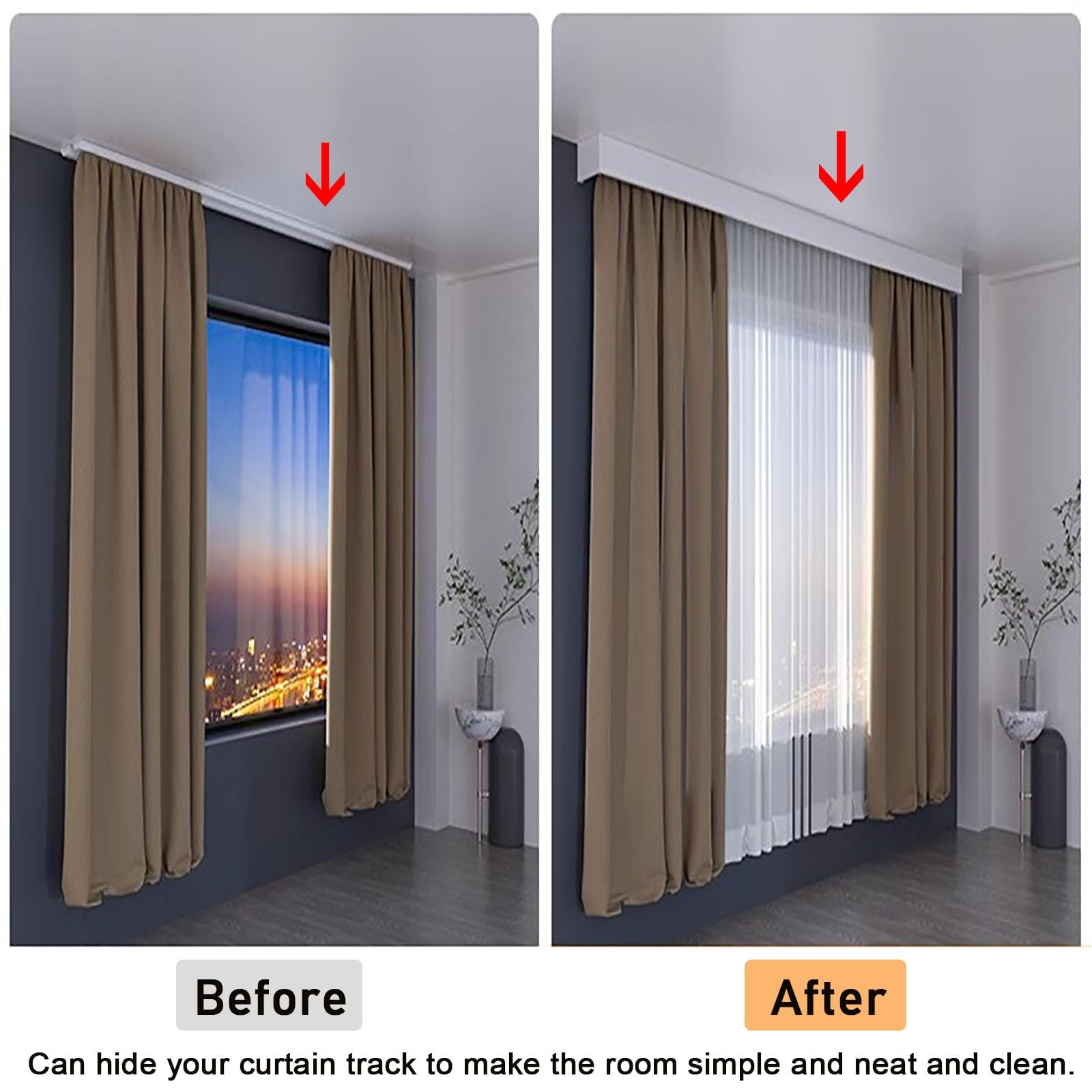 Mantovana oscurante per finestra montata a soffitto, 11,4 cm di altezza e copertura per asta quadrata, per camera da letto e bagno, 10 cm di altezza x 10 m, elegante decorazione per la casa