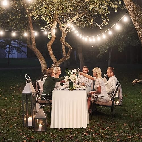 Miniatura 5 de Your Magic Moment Juego de 2 faldas de mesa de elastano, color blanco, para mesas rectangulares de 6 pies, 2 fundas de mesa ajustables para mesas de