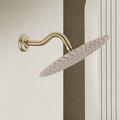 Miniatura 2 de Brazo de ducha curvado en forma de S de 8 pulgadas con brida de acero inoxidable, brazo de tubo de extensión de cabezal de ducha, montado en la